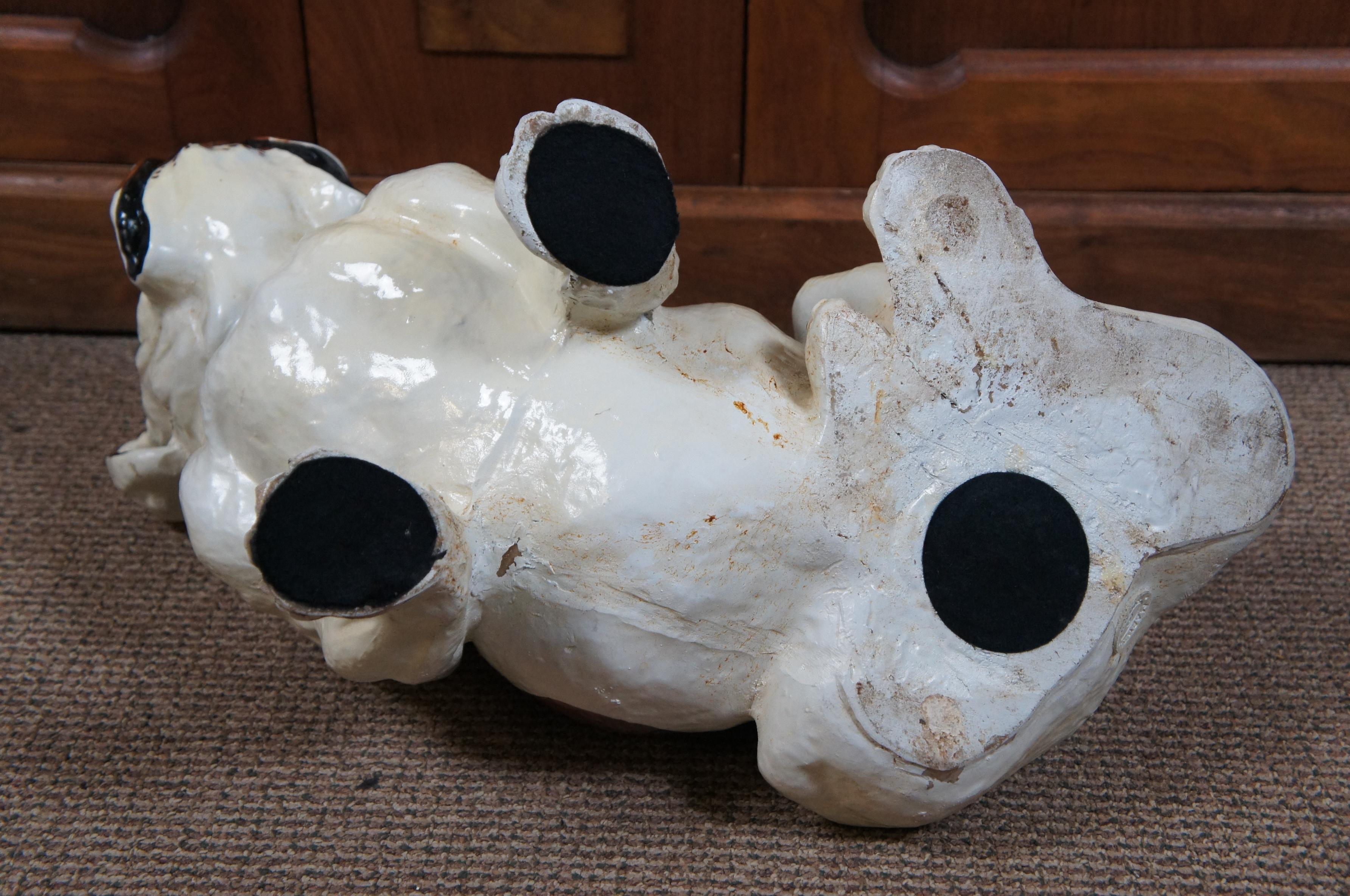 Mid-20th Century Life Size 1960s Marwal English Bulldog Chalkware Sculpture Statue Door Stop