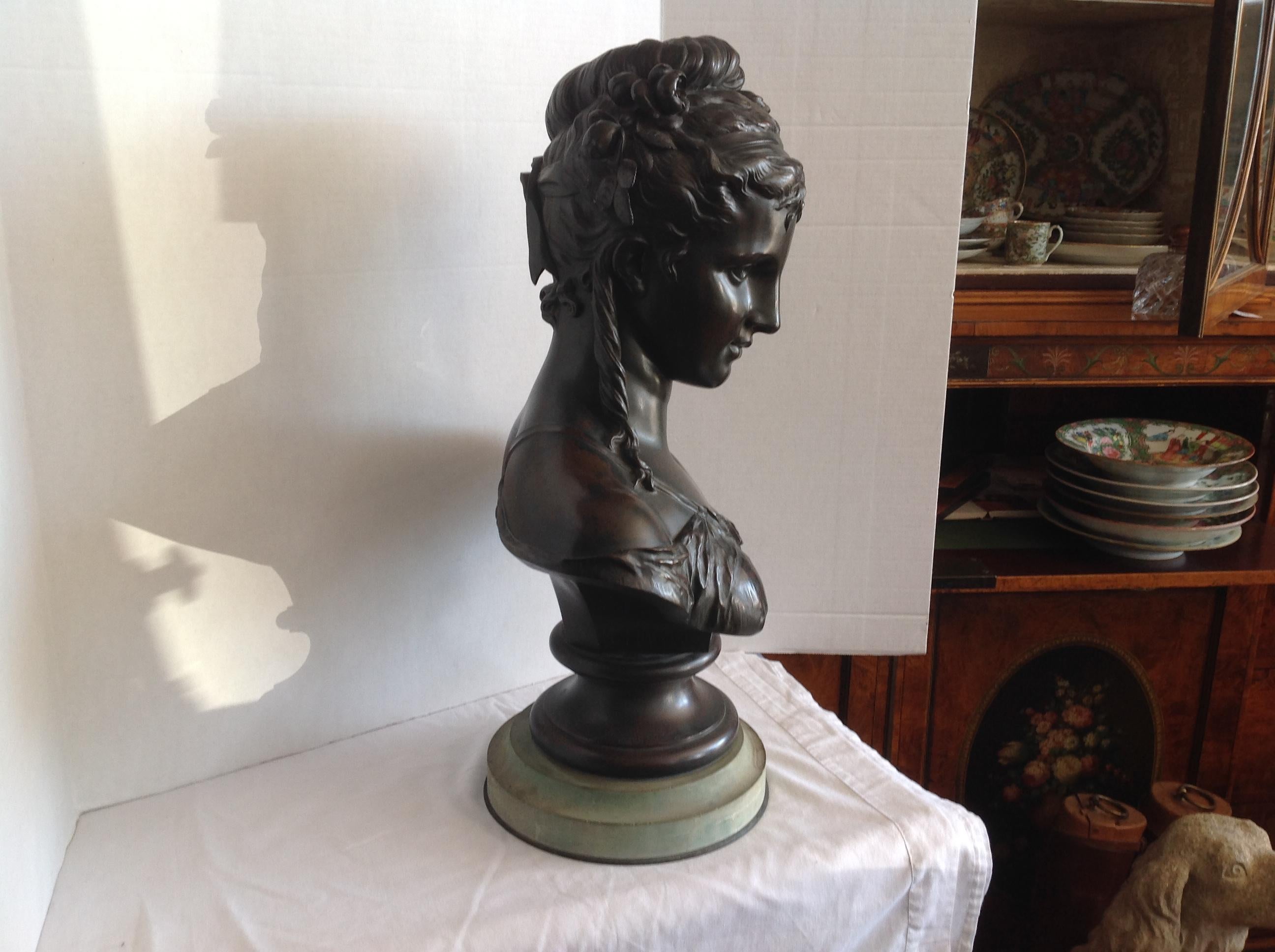 Life Size 19th Century Bronze Bust by H Dumaige For Sale 6