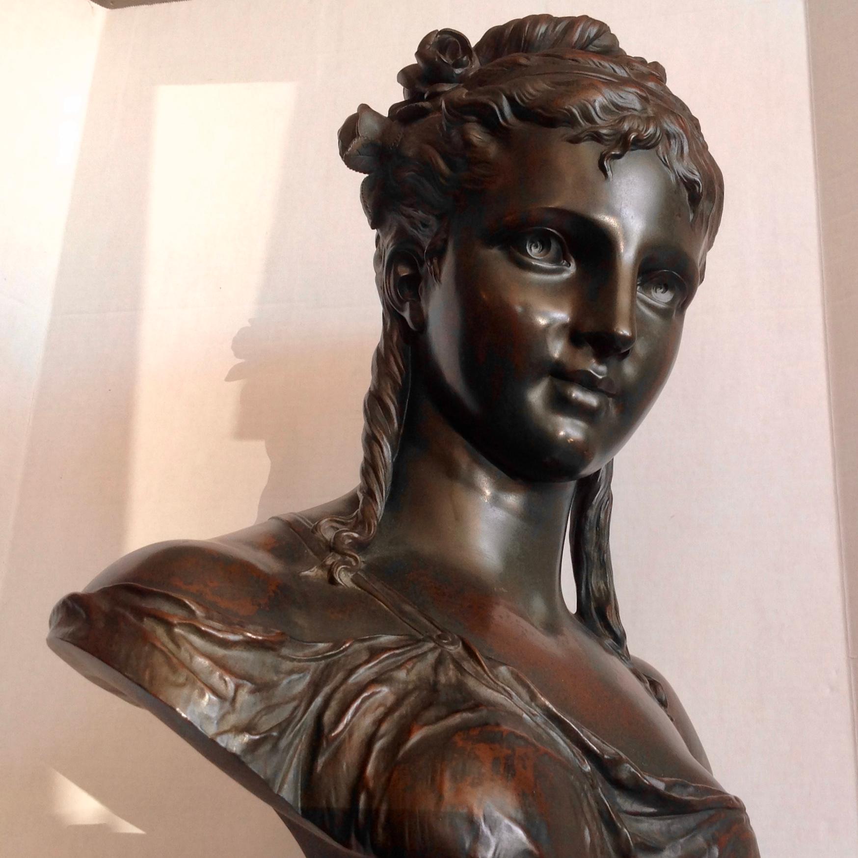 Life Size 19th Century Bronze Bust by H Dumaige For Sale 9