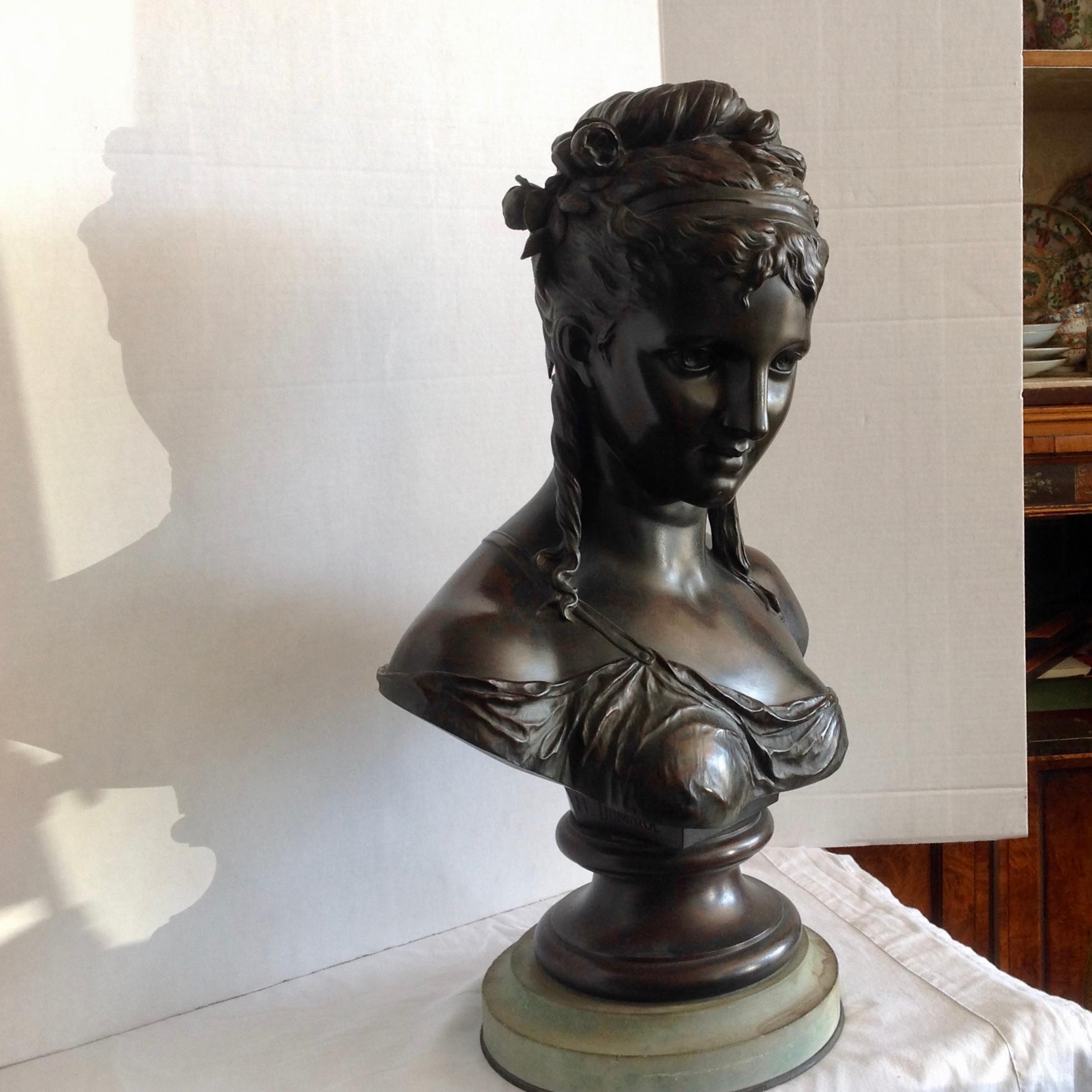 Life Size 19th Century Bronze Bust by H Dumaige For Sale 10