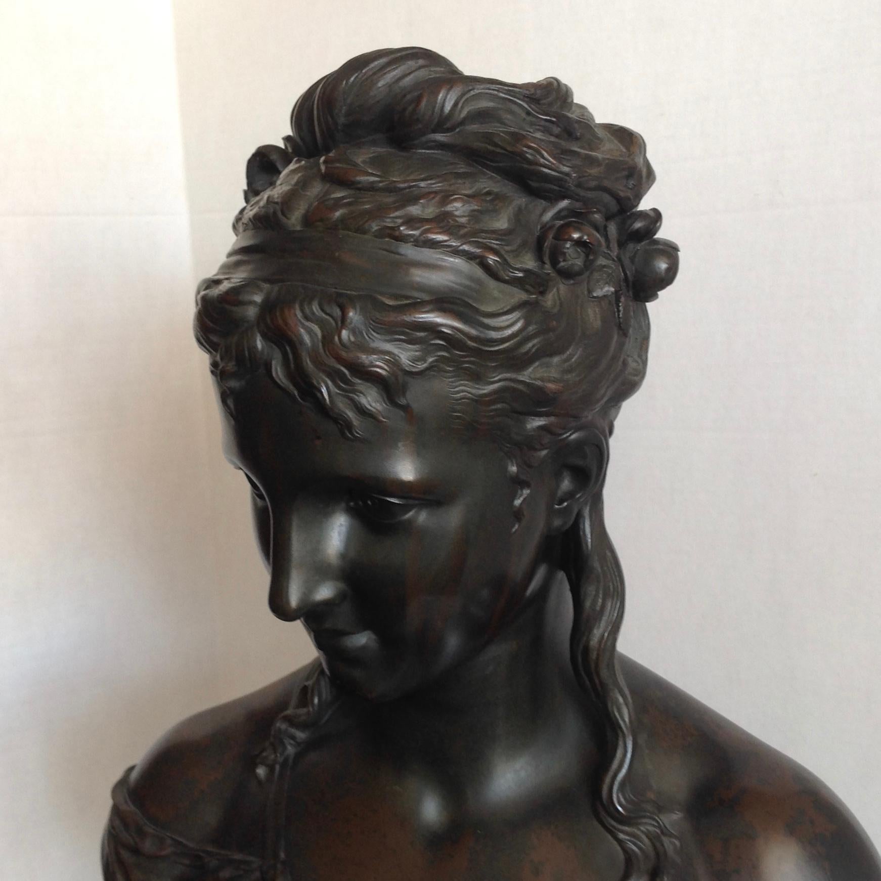 French Life Size 19th Century Bronze Bust by H Dumaige For Sale