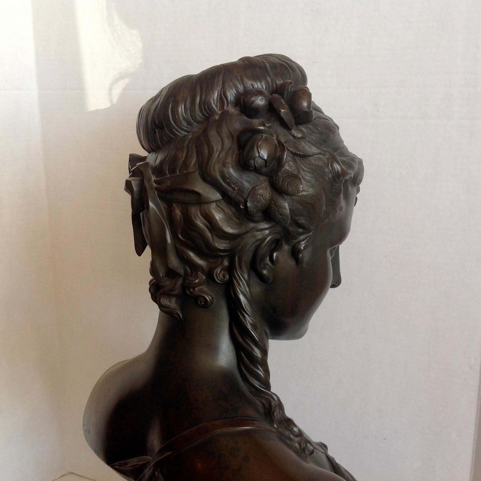 Life Size 19th Century Bronze Bust by H Dumaige For Sale 2