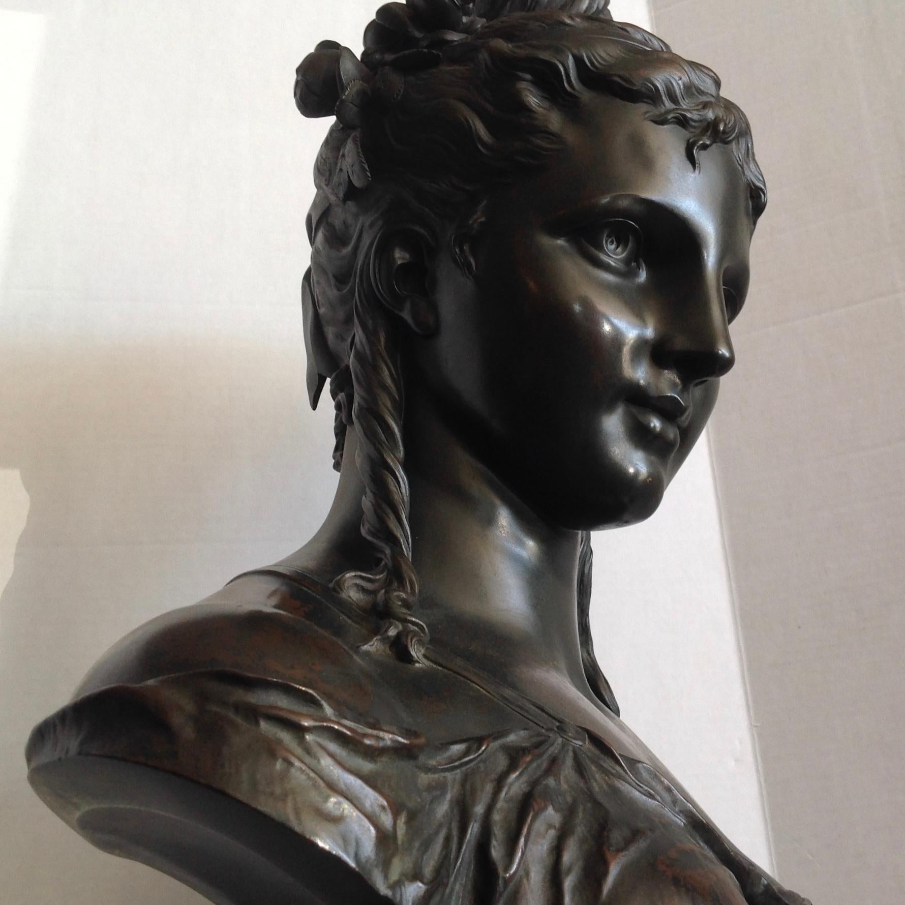 Life Size 19th Century Bronze Bust by H Dumaige For Sale 3