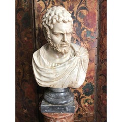 Busto de mármol de Carrara de tamaño natural de un romano del siglo XIX