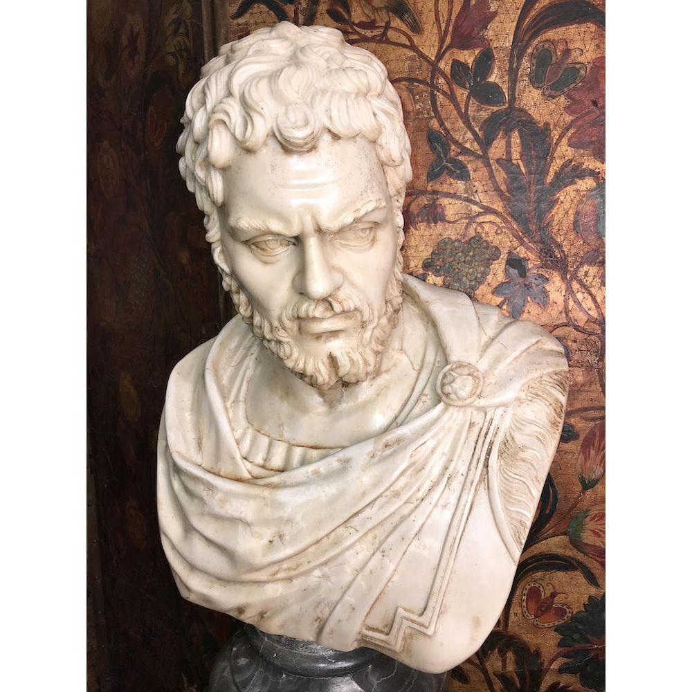 Life-Size 19th Century Carrara Marble Bust of a Roman In Good Condition For Sale In Lymington, GB