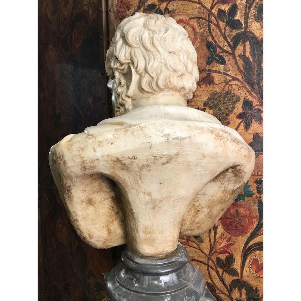 Life-Size 19th Century Carrara Marble Bust of a Roman For Sale 3