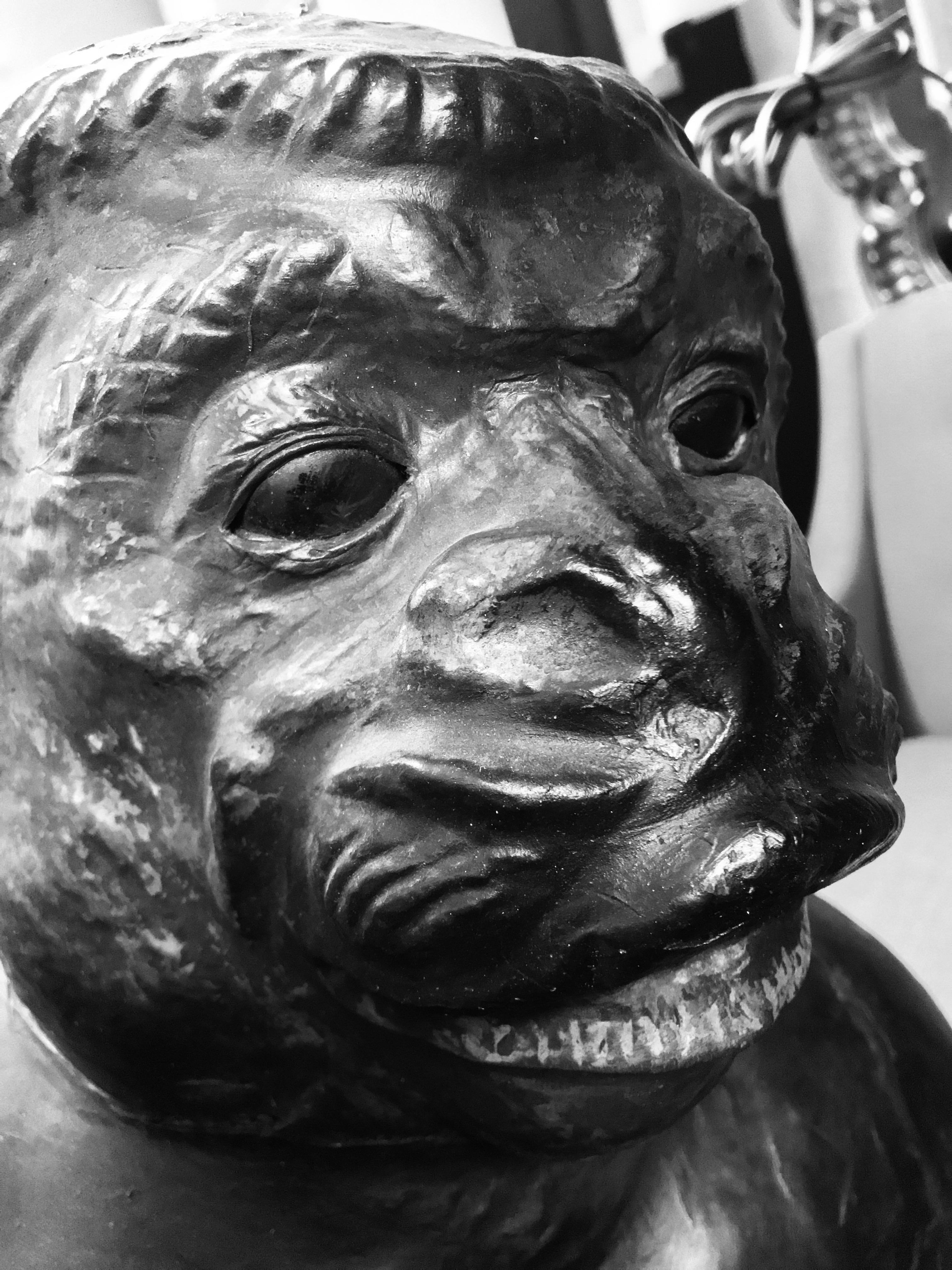Life-Size 19th Century French Leather Monkey with Green Glass Eyes 3