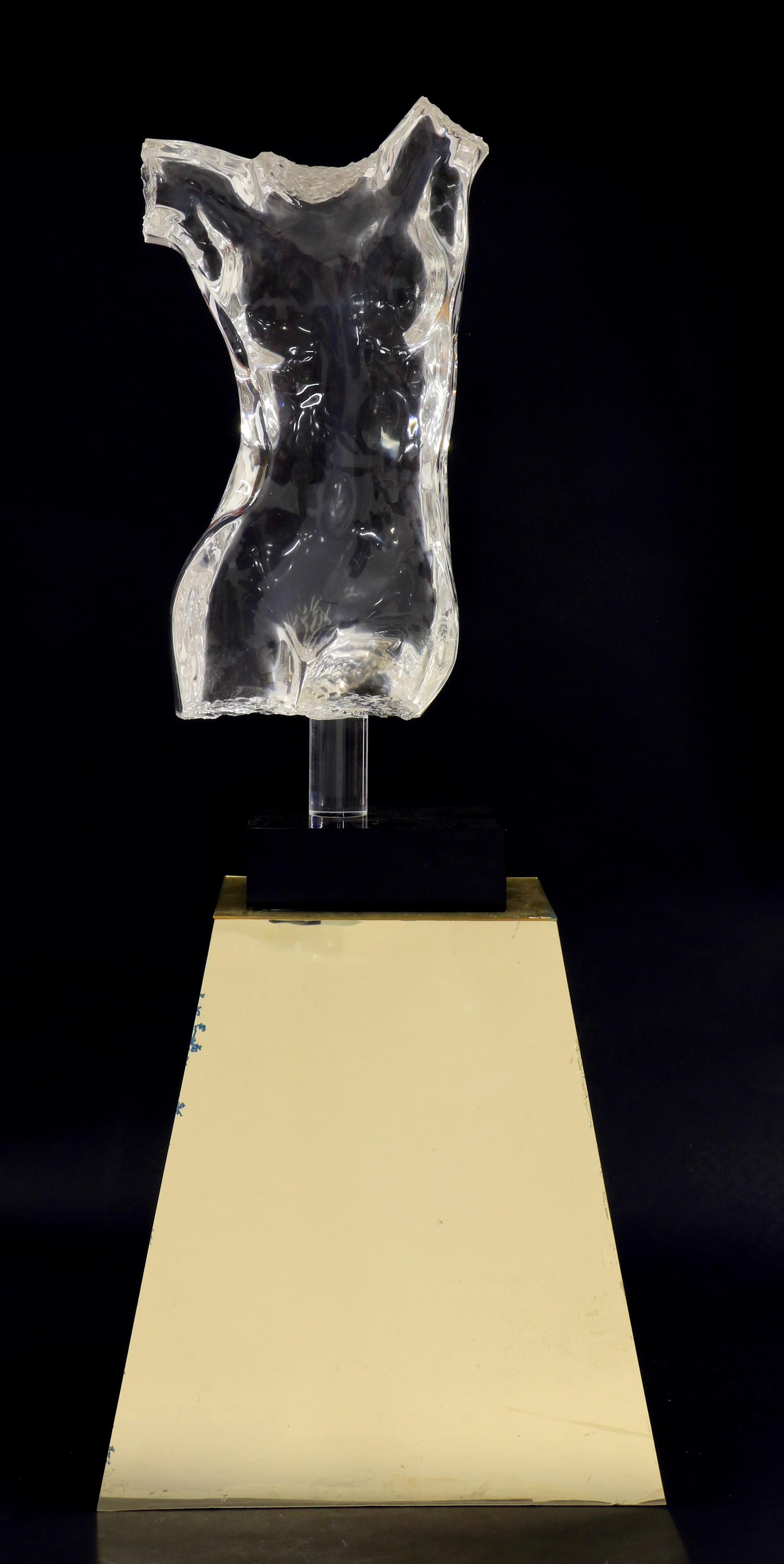 A life size solid acrylic/lucite nude Greek female torso sculpture. This breathtaking sculpture features the most beautiful female form with great detail. Sculpture is unsigned but definitely in the manner of Frederick Hart (1943 - 1999). mid-20th