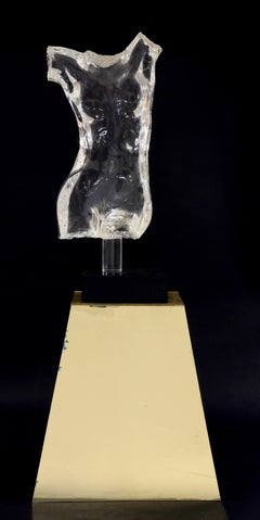 Life Size Acrylic / Lucite Nude Torso Sculpture in the Manner of Frederick Hart