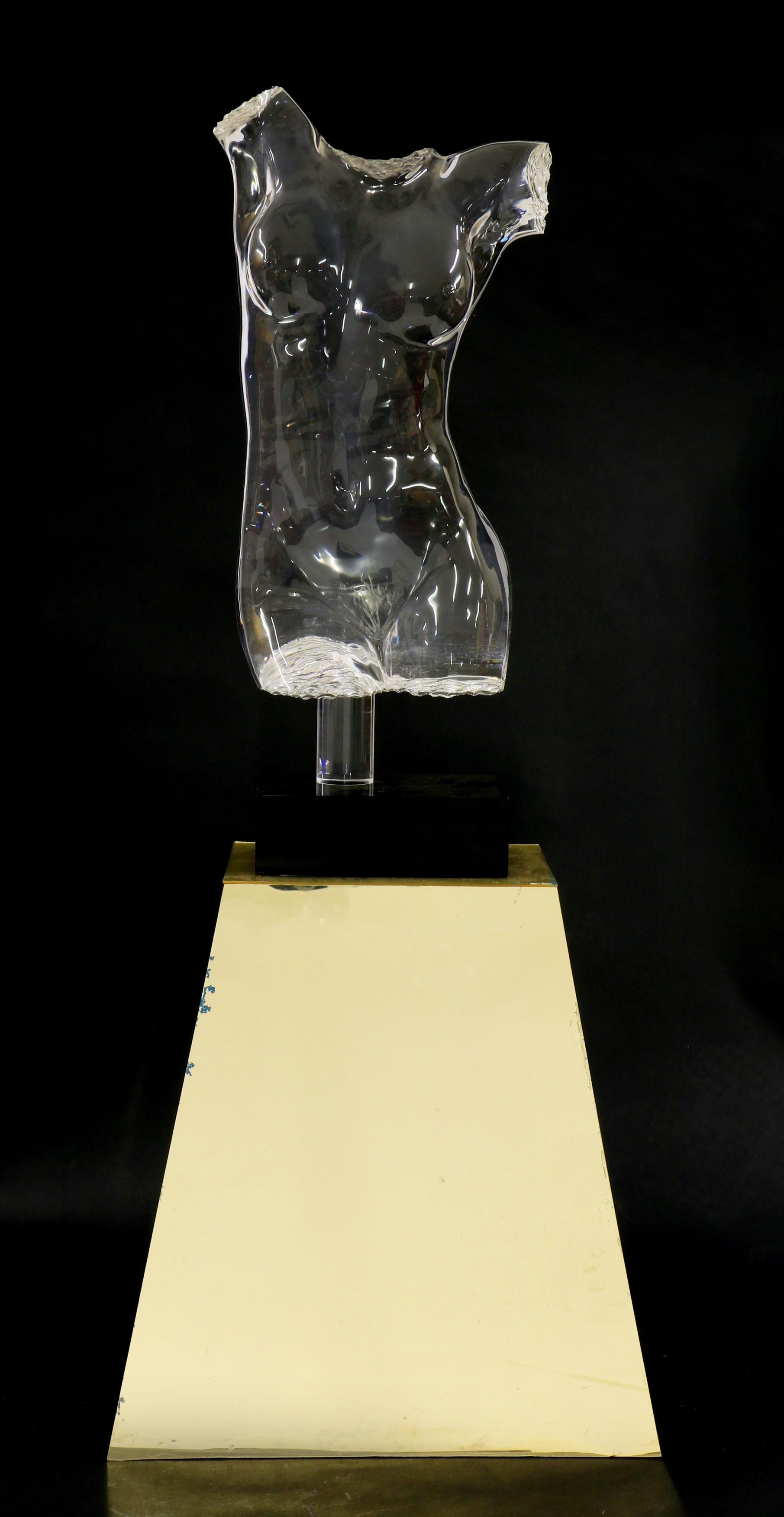 American Life Size Acrylic / Lucite Nude Torso Sculpture in the Manner of Frederick Hart