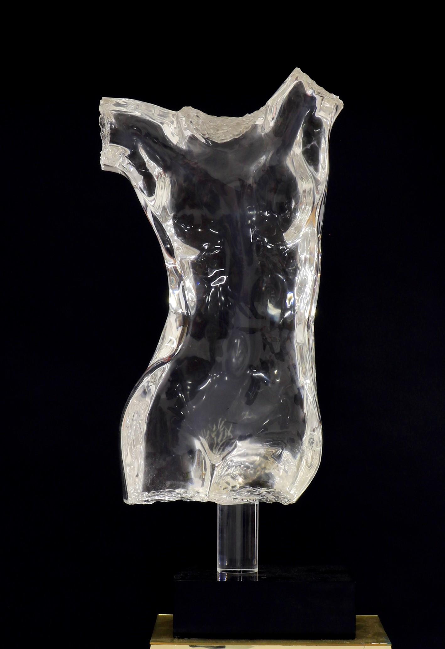 Life Size Acrylic / Lucite Nude Torso Sculpture in the Manner of Frederick Hart 1