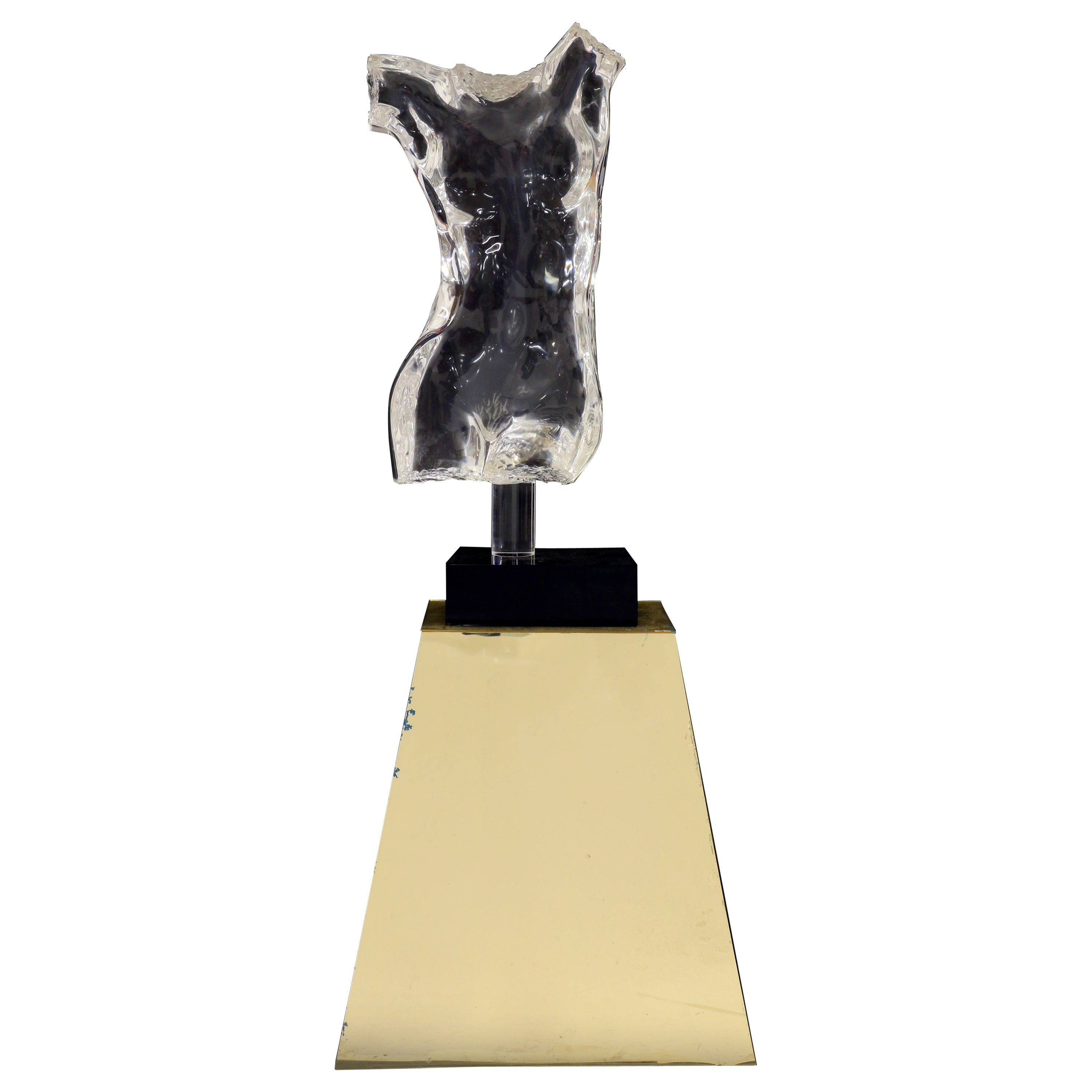 Life Size Acrylic / Lucite Nude Torso Sculpture in the Manner of Frederick Hart