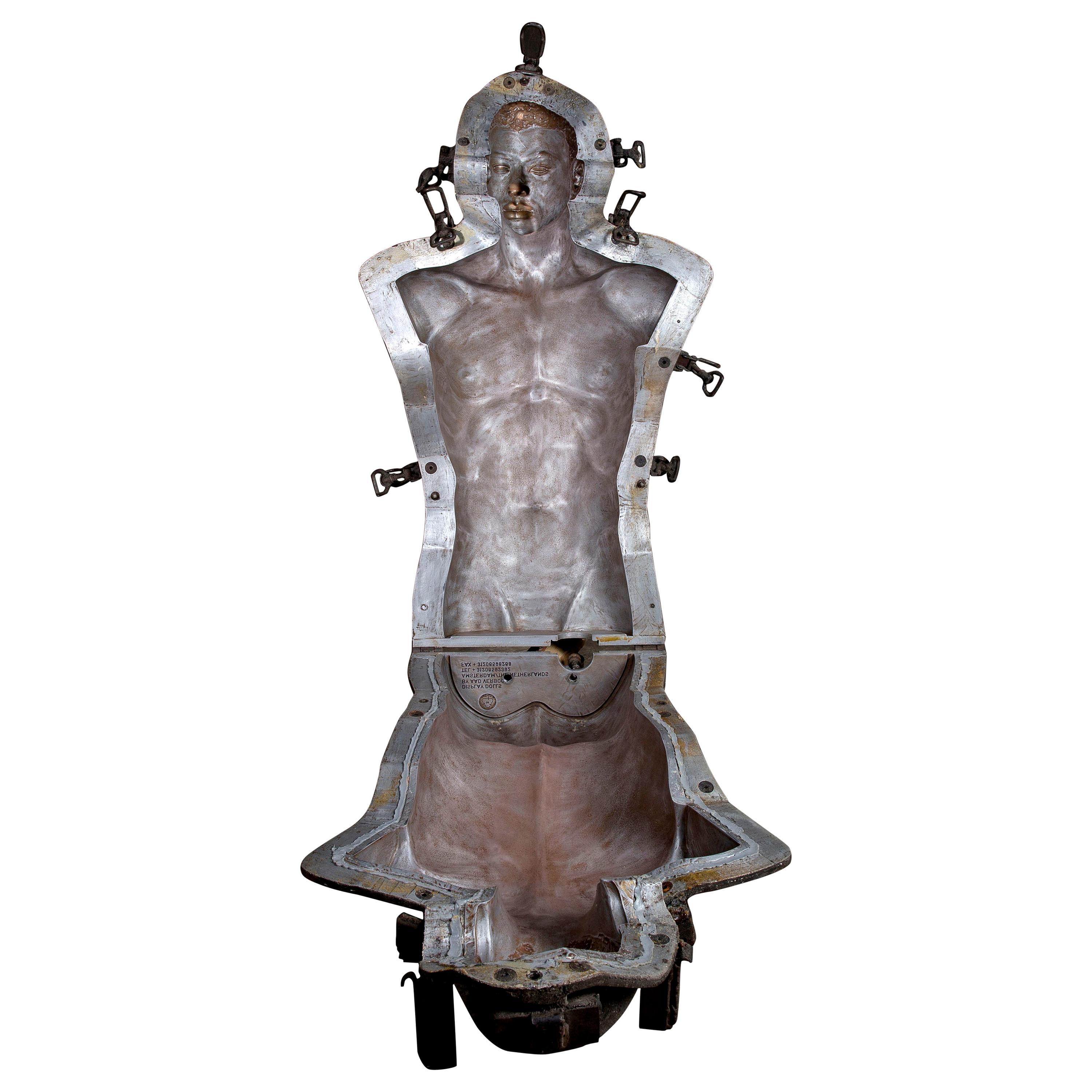 Industrieller brutalistischer Mannequin-Torso aus Aluminium in Lebensgröße, Mann