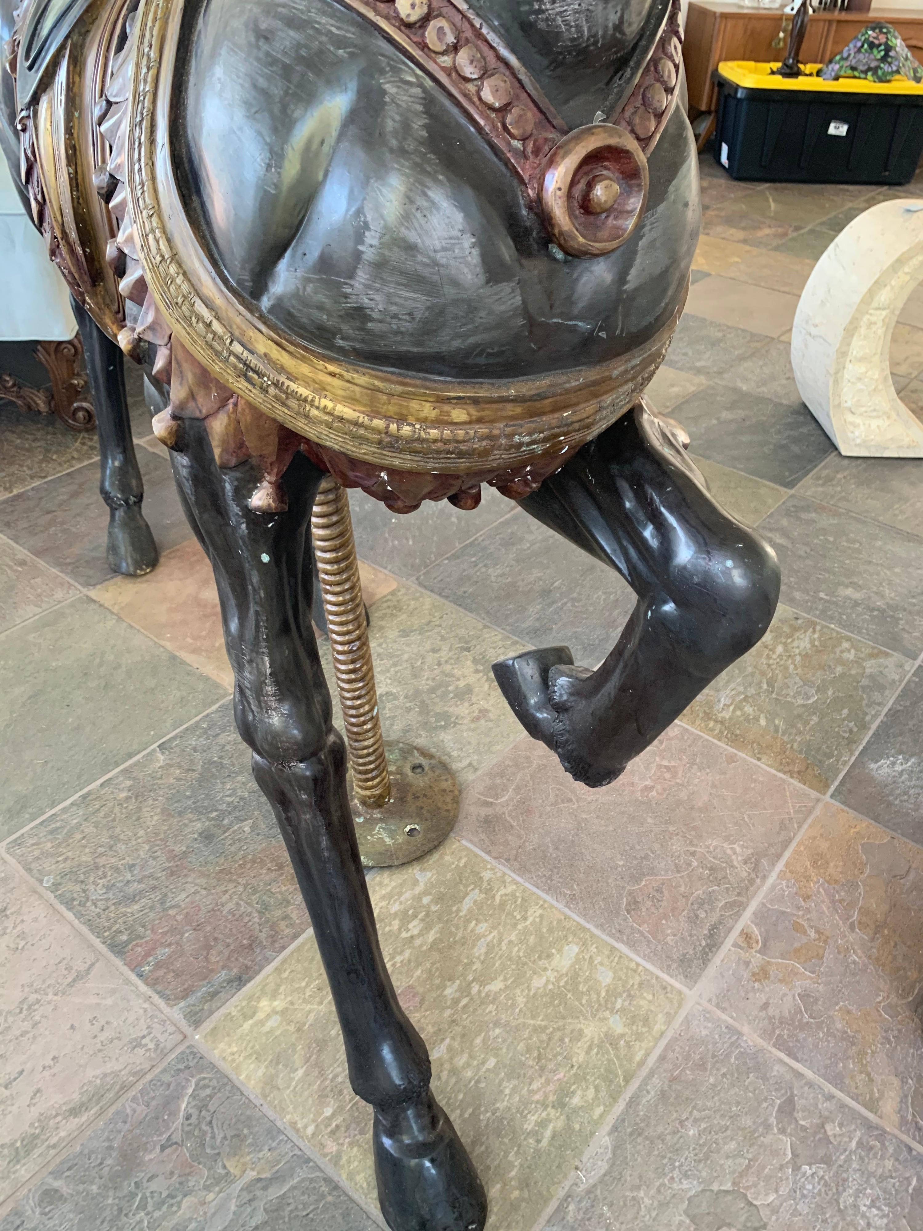 20th Century Life Size Antique Bronze Carousel Horse Sculpture For Sale