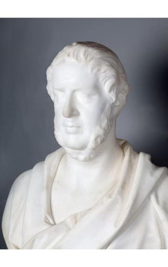 Life Size Antique Marble Bust of a Male in the Classical Roman Style, 1872