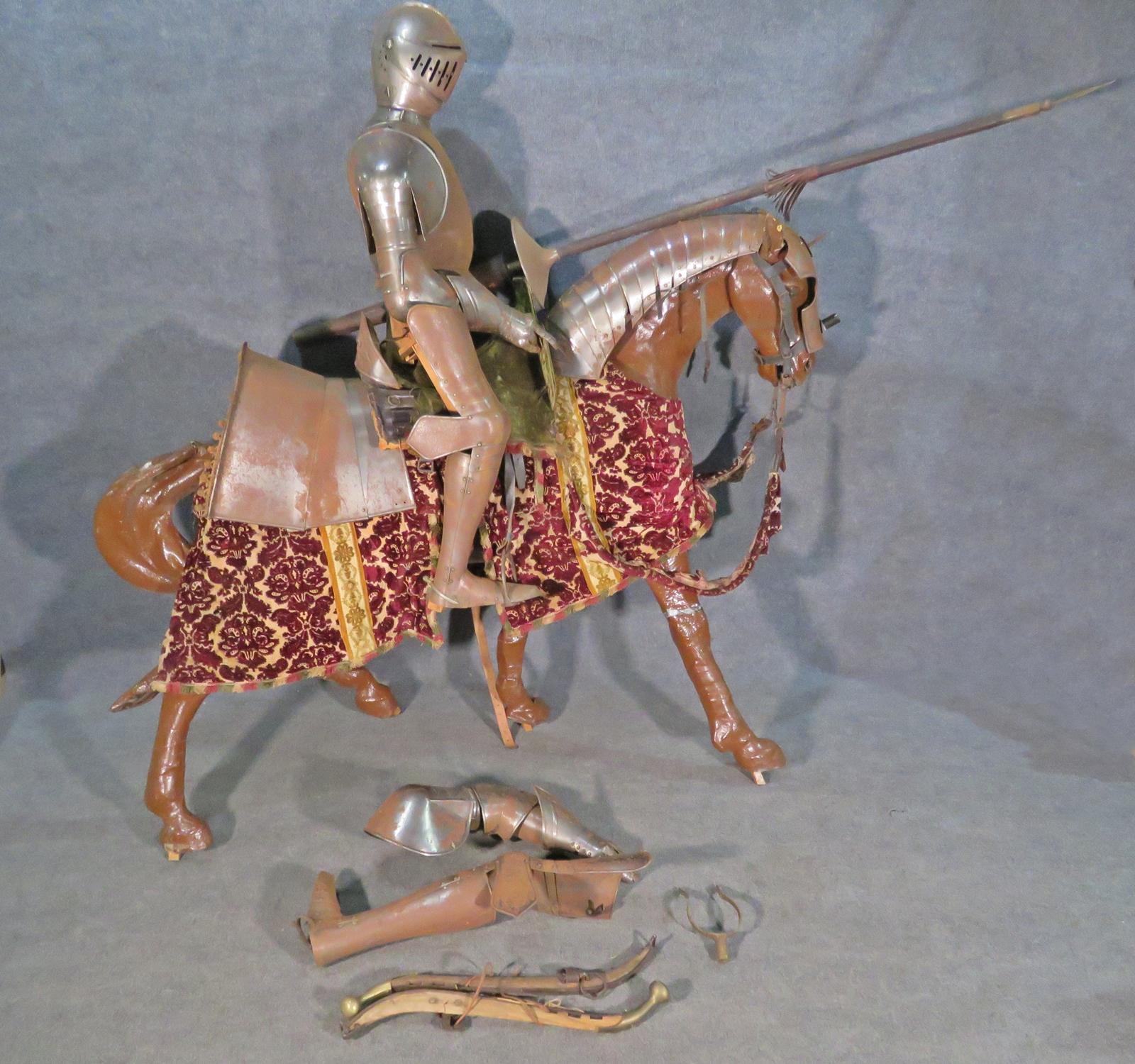 Life Size Antique Suit of Armor Mounted on Horse, Circa 1900 7