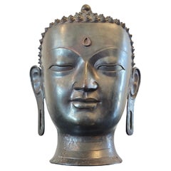 Life-size Used Thai Bronze Buddha Head Statue 