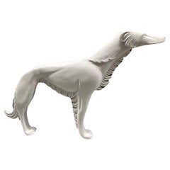 Estatua de perro de caza ruso Borzoi de fibra de vidrio estilo Art Decó a tamaño natural