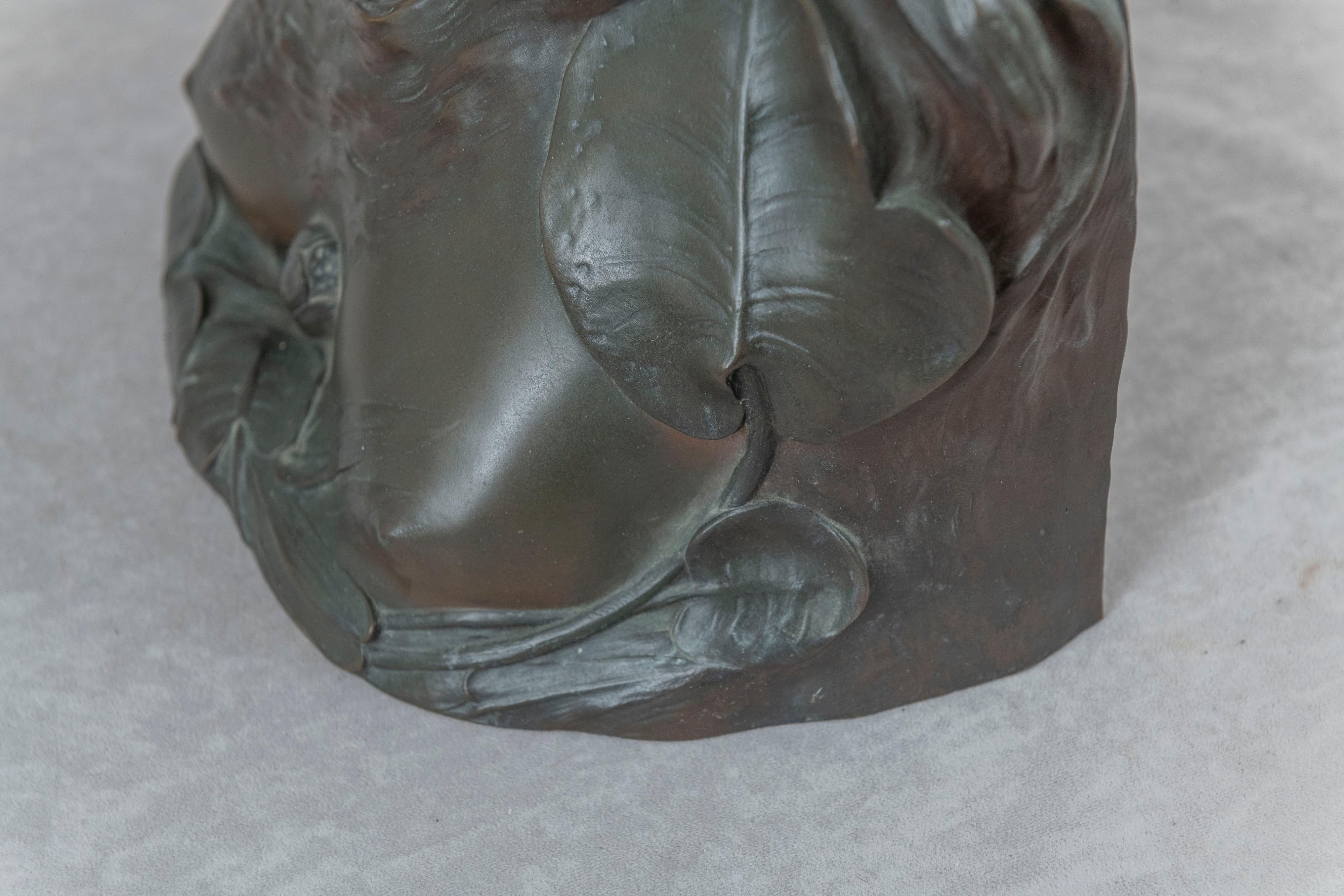 Buste de femme en bronze grandeur nature Art Nouveau Léopold Savine Français (1861-1934) en vente 4