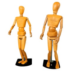 Vintage Life size artistic lay figures set of 2, 1980s