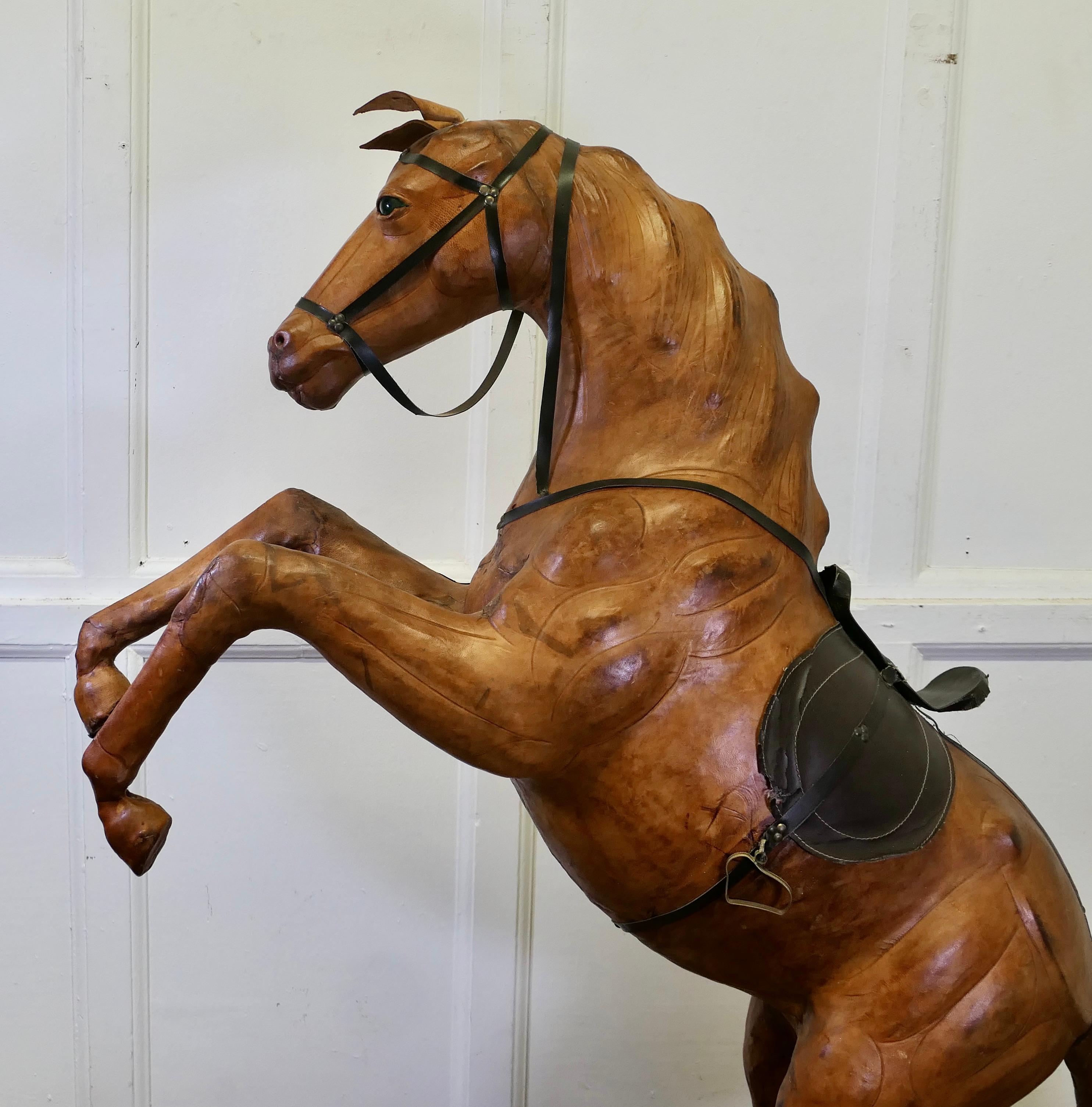 Life Size Arts and Crafts Leather Model Horse Almost Life Size Leather Horse For Sale 2