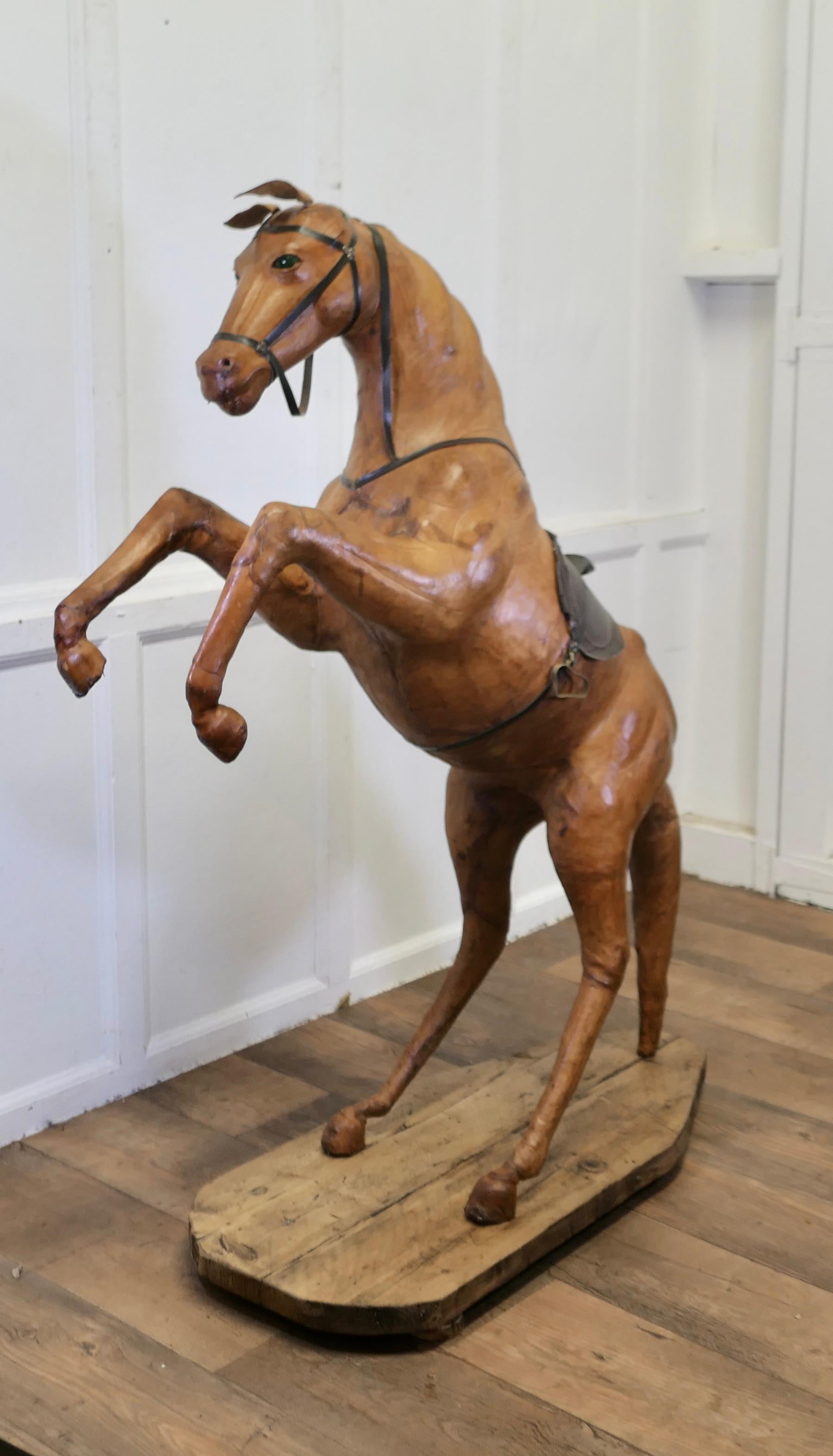 Life Size Arts and Crafts Leather Model Horse Almost Life Size Leather Horse For Sale 3