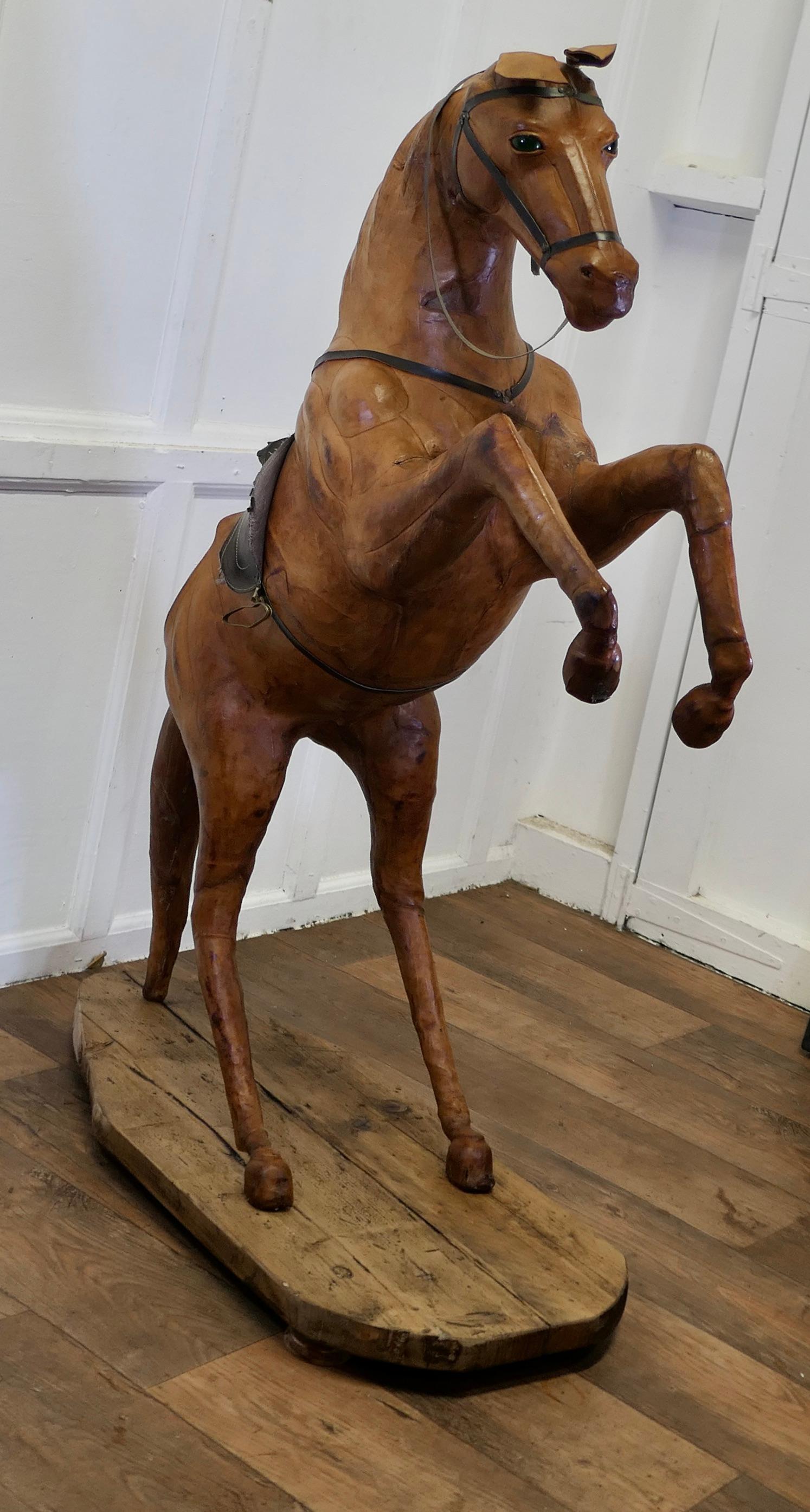 Life Size Arts and Crafts Leather Model Horse Almost Life Size Leather Horse For Sale 4