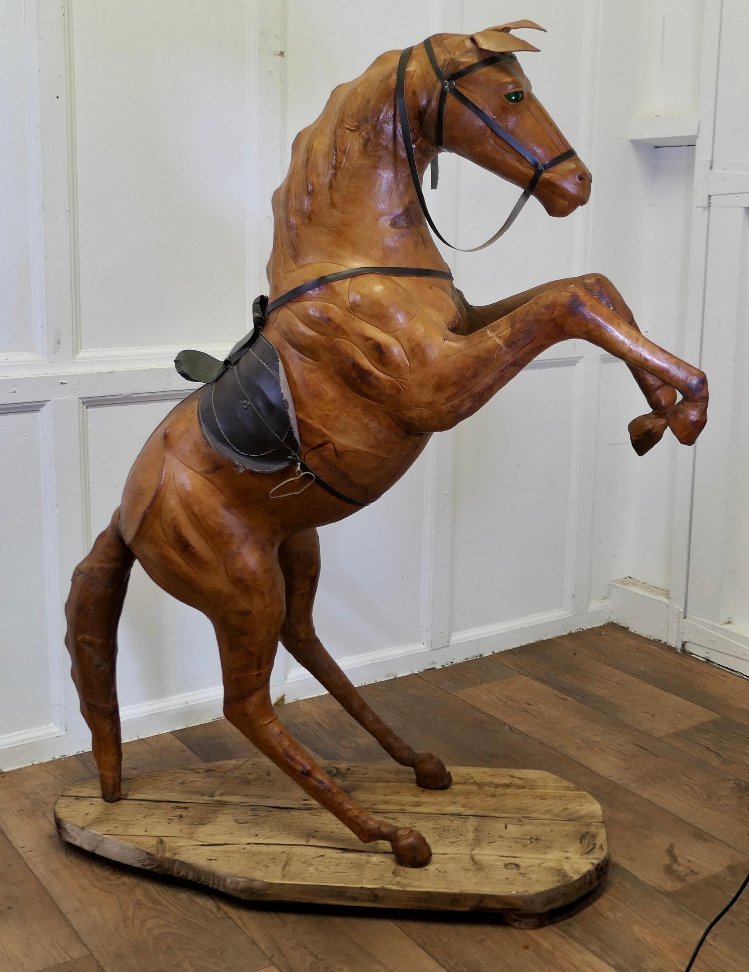 Life Size Arts and Crafts Leather Model Horse Almost Life Size Leather Horse For Sale 5