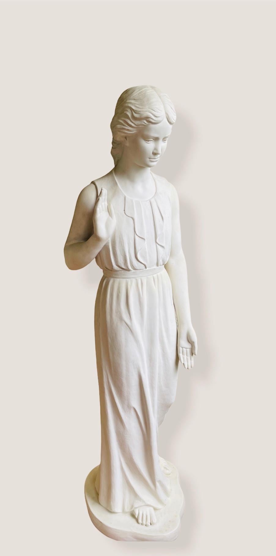 Life Size Bonded or Cold Cast Marble Garden Sculpture of a Young Girl For Sale 4
