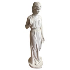 Life Size Bonded or Cold Cast Marble Garden Sculpture of a Young Girl