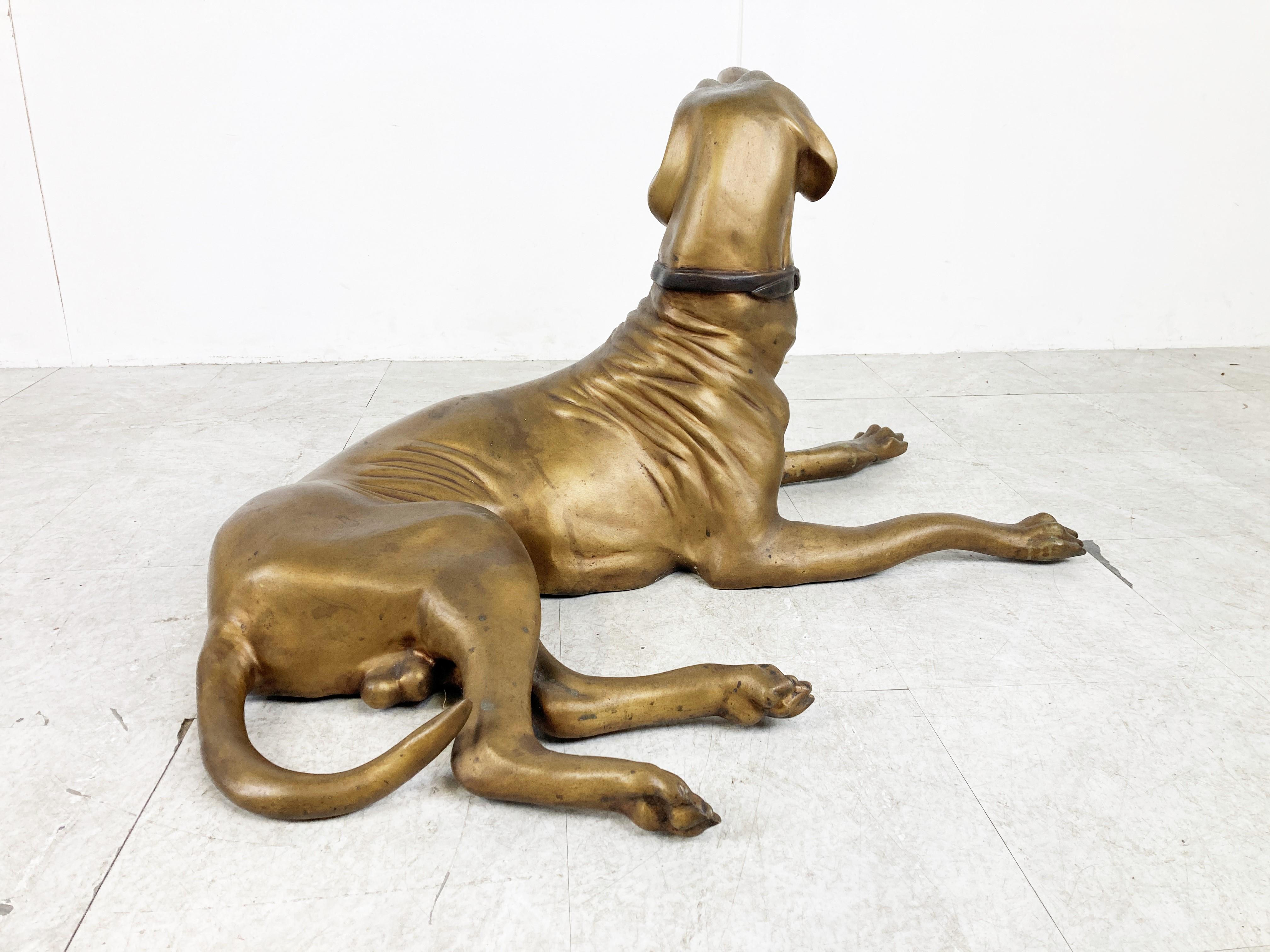 Life Size Brass Dog Sculpture, 1960s 1