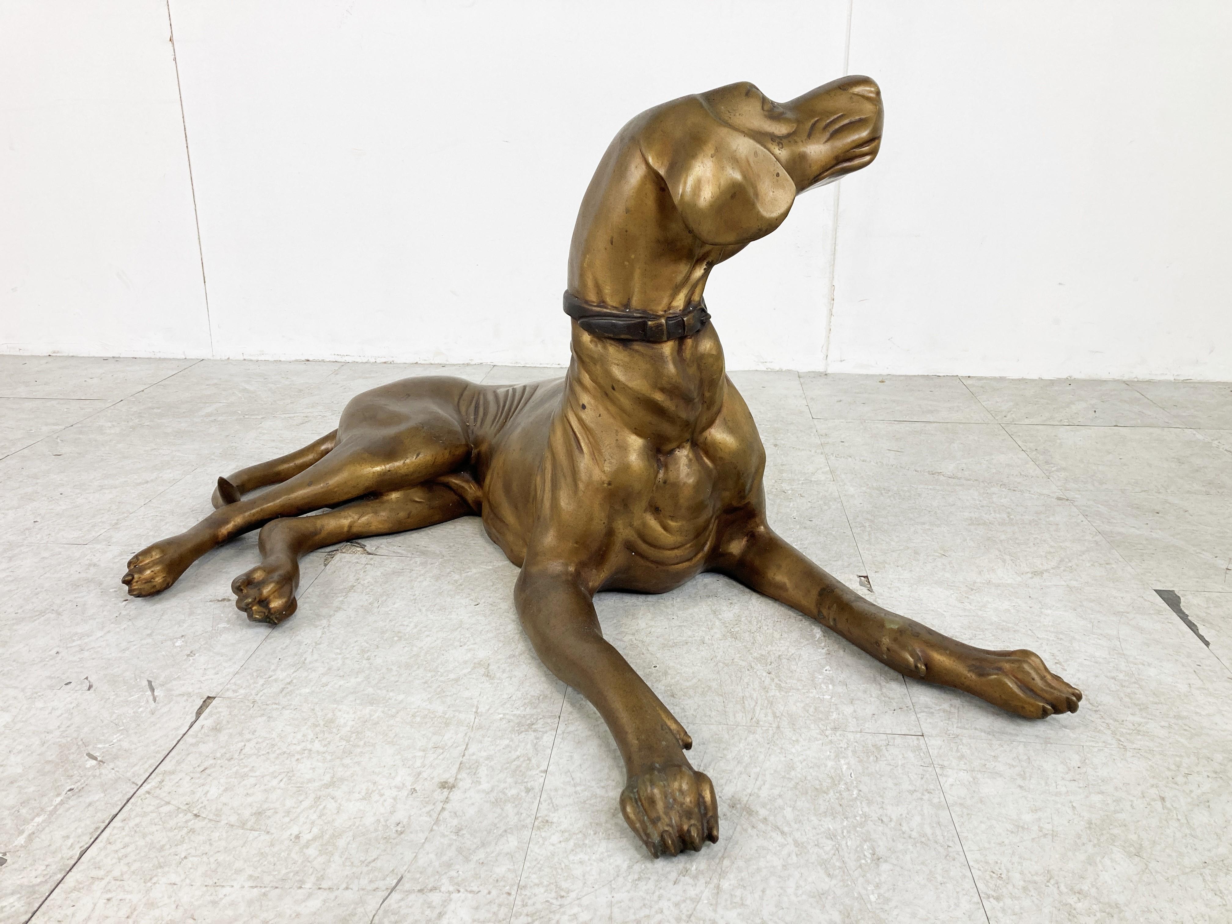 Life Size Brass Dog Sculpture, 1960s 2