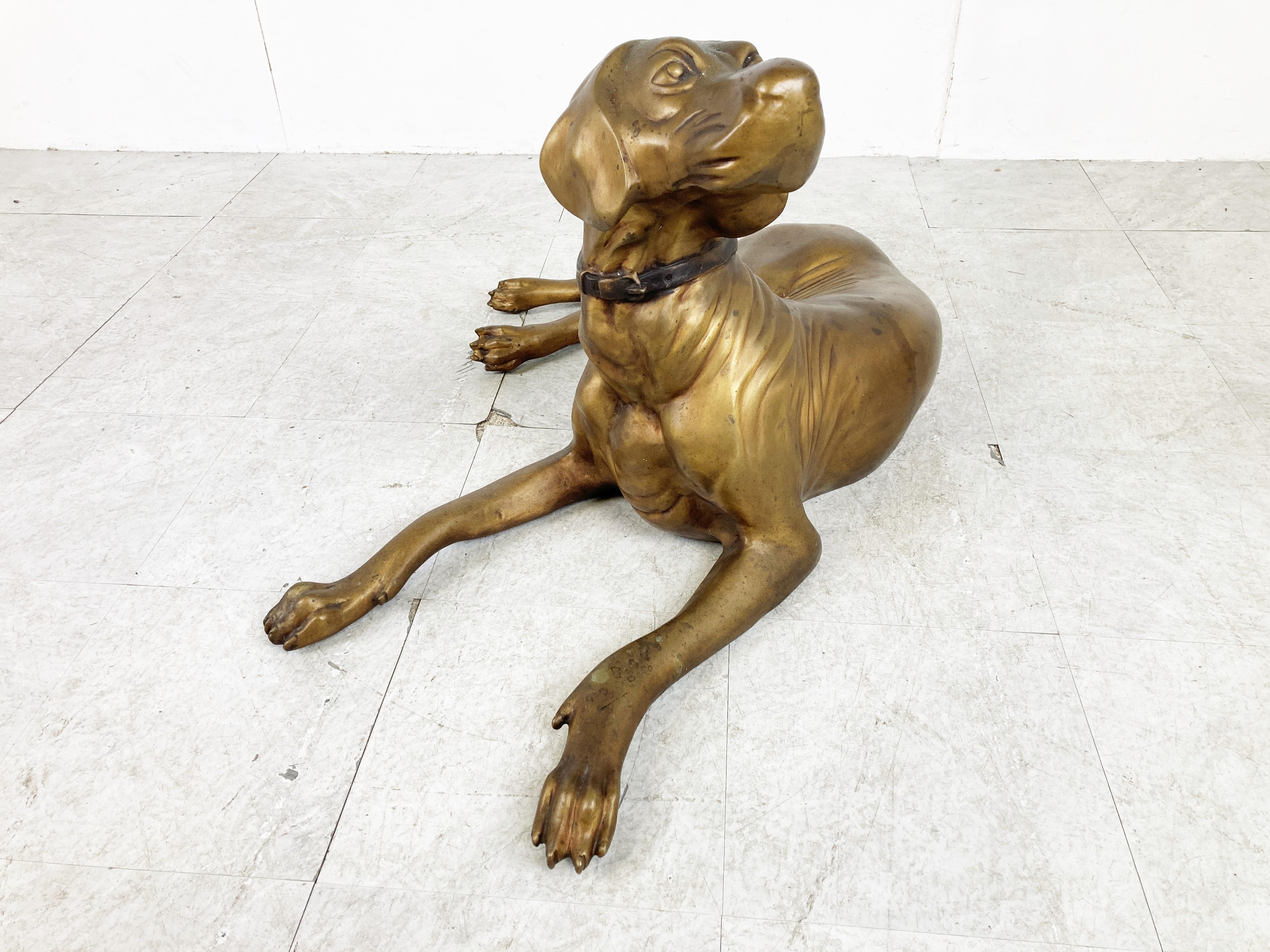 Life Size Brass Dog Sculpture, 1960s 3