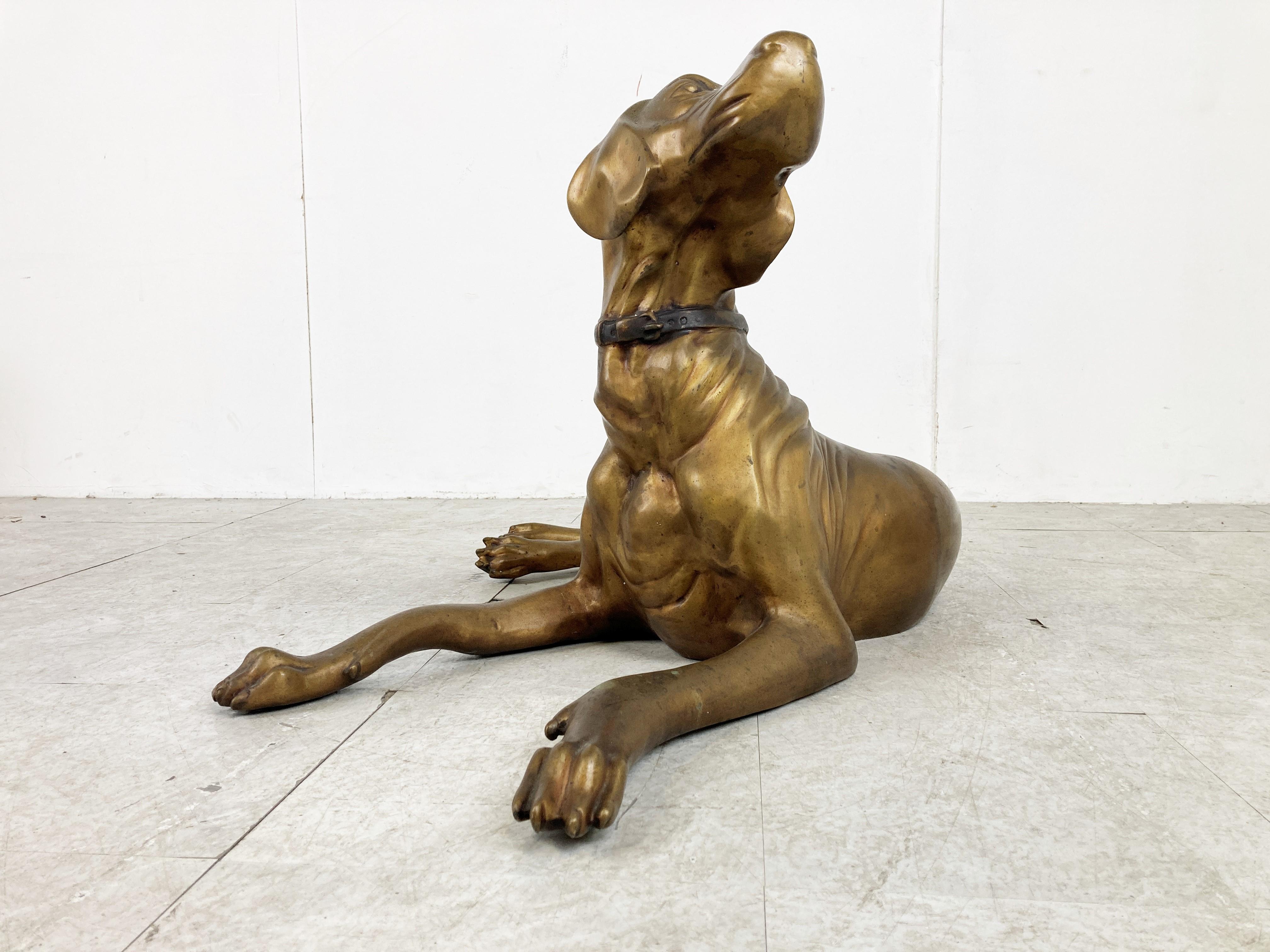 Life Size Brass Dog Sculpture, 1960s 4