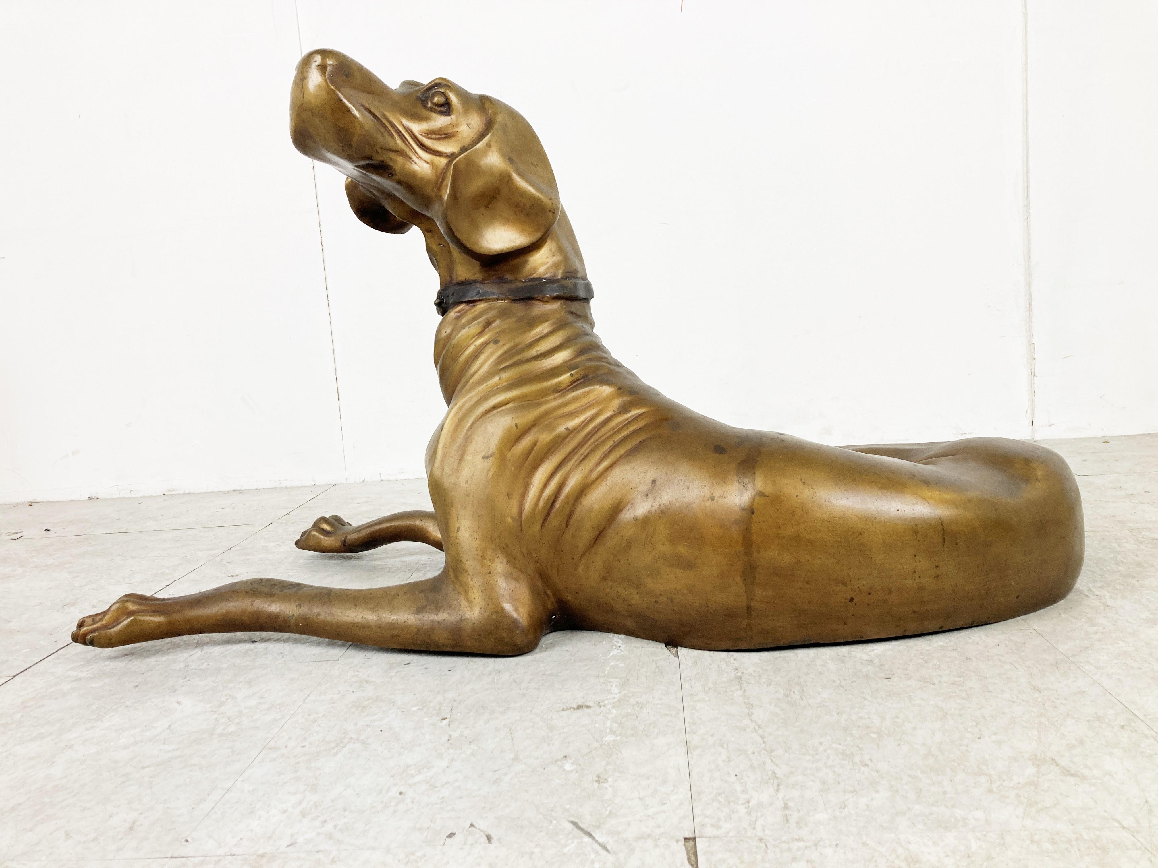 Life Size Brass Dog Sculpture, 1960s 5