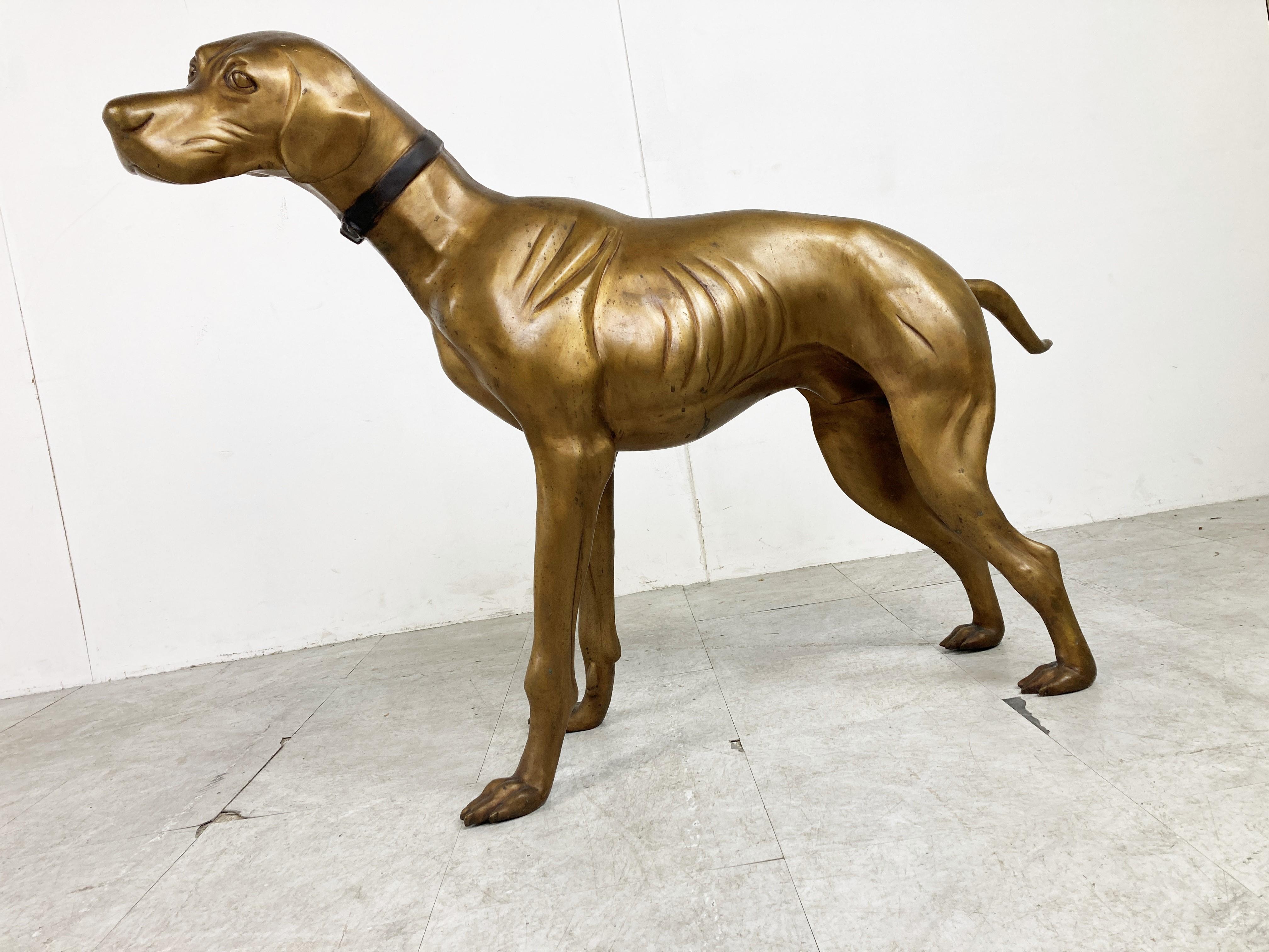 Life Size Brass Dog Sculpture, 1960s 6
