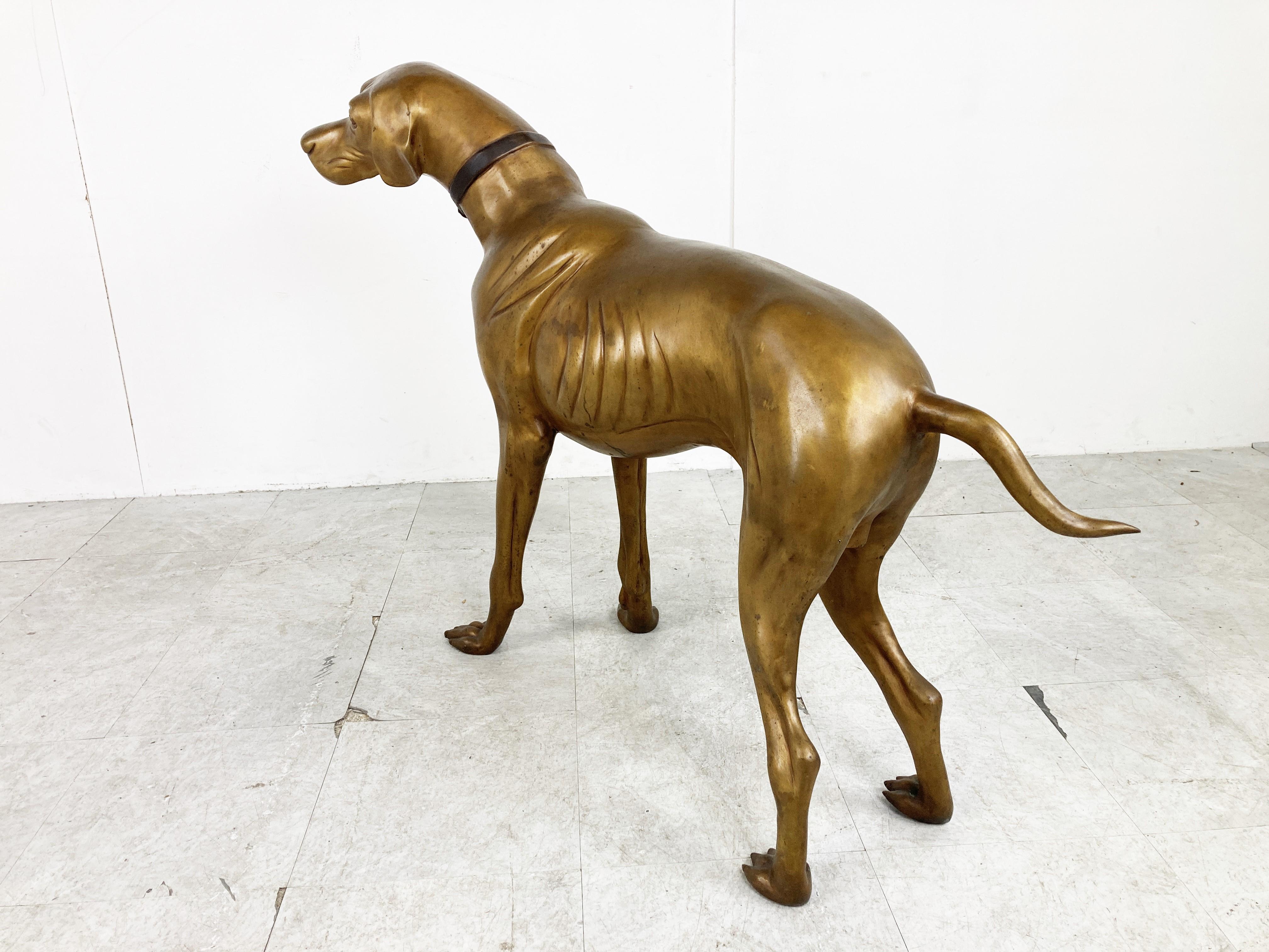 Life Size Brass Dog Sculpture, 1960s 7