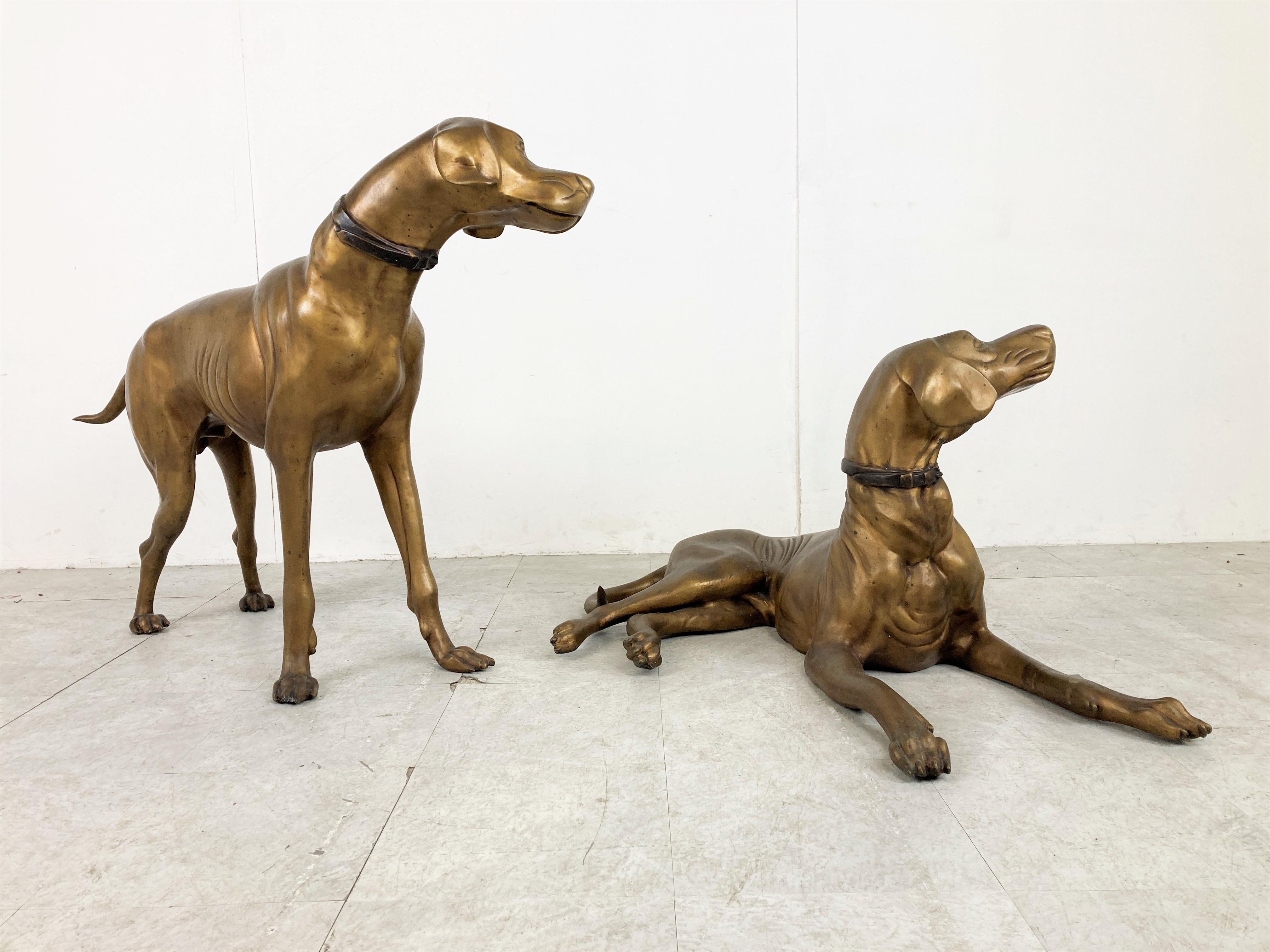 Life Size Brass Dog Sculpture, 1960s In Good Condition In HEVERLEE, BE