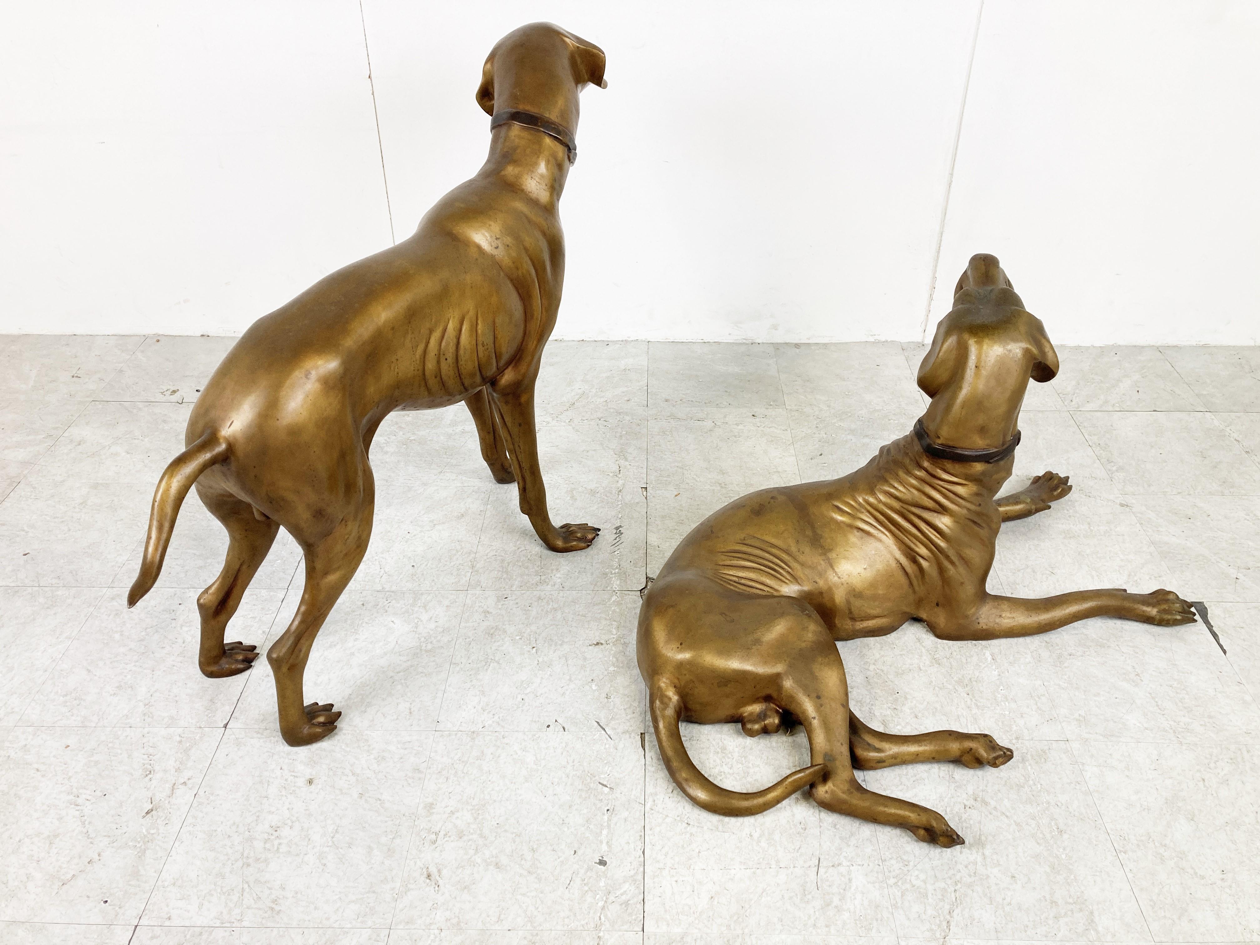 Mid-20th Century Life Size Brass Dog Sculpture, 1960s