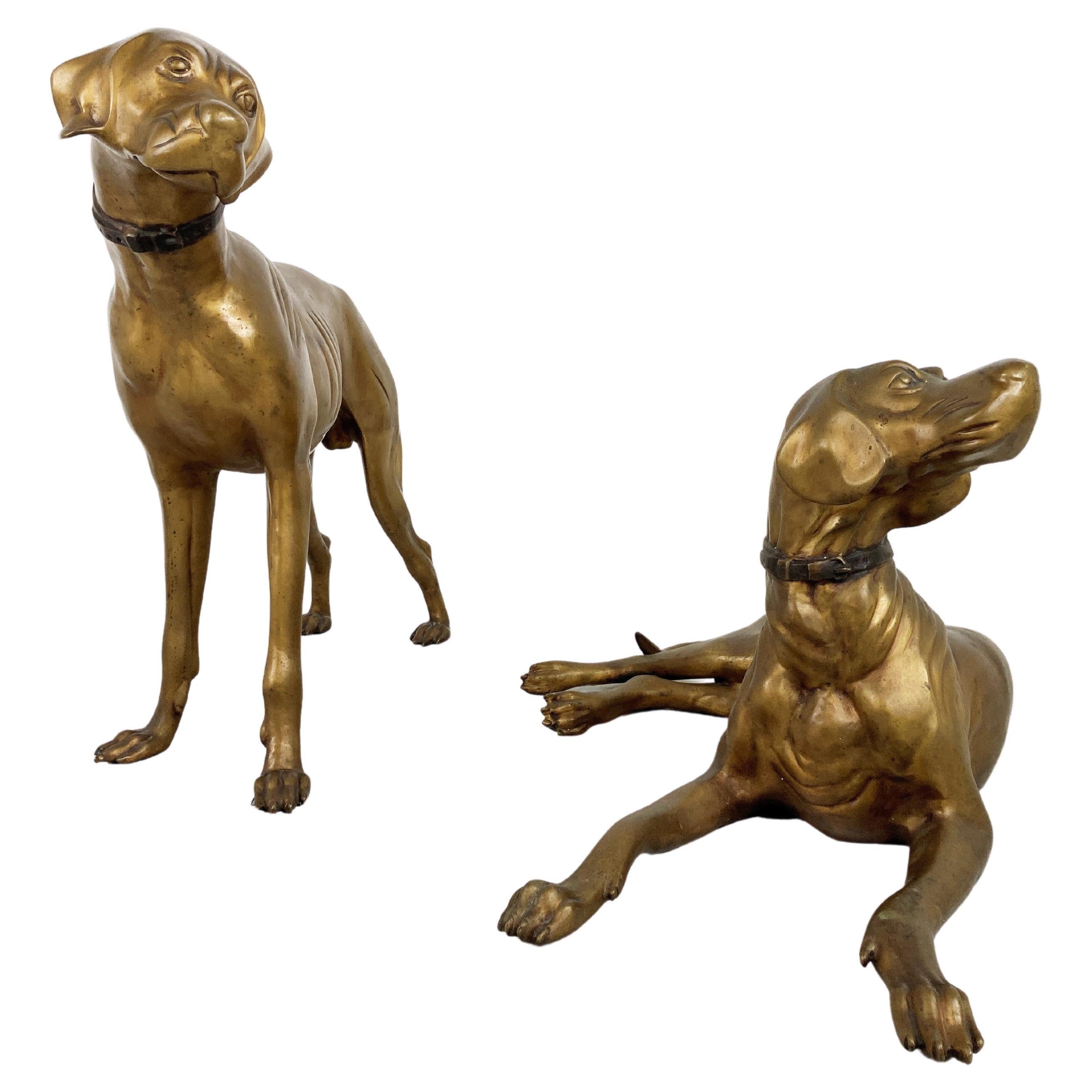 Life Size Brass Dog Sculpture, 1960s