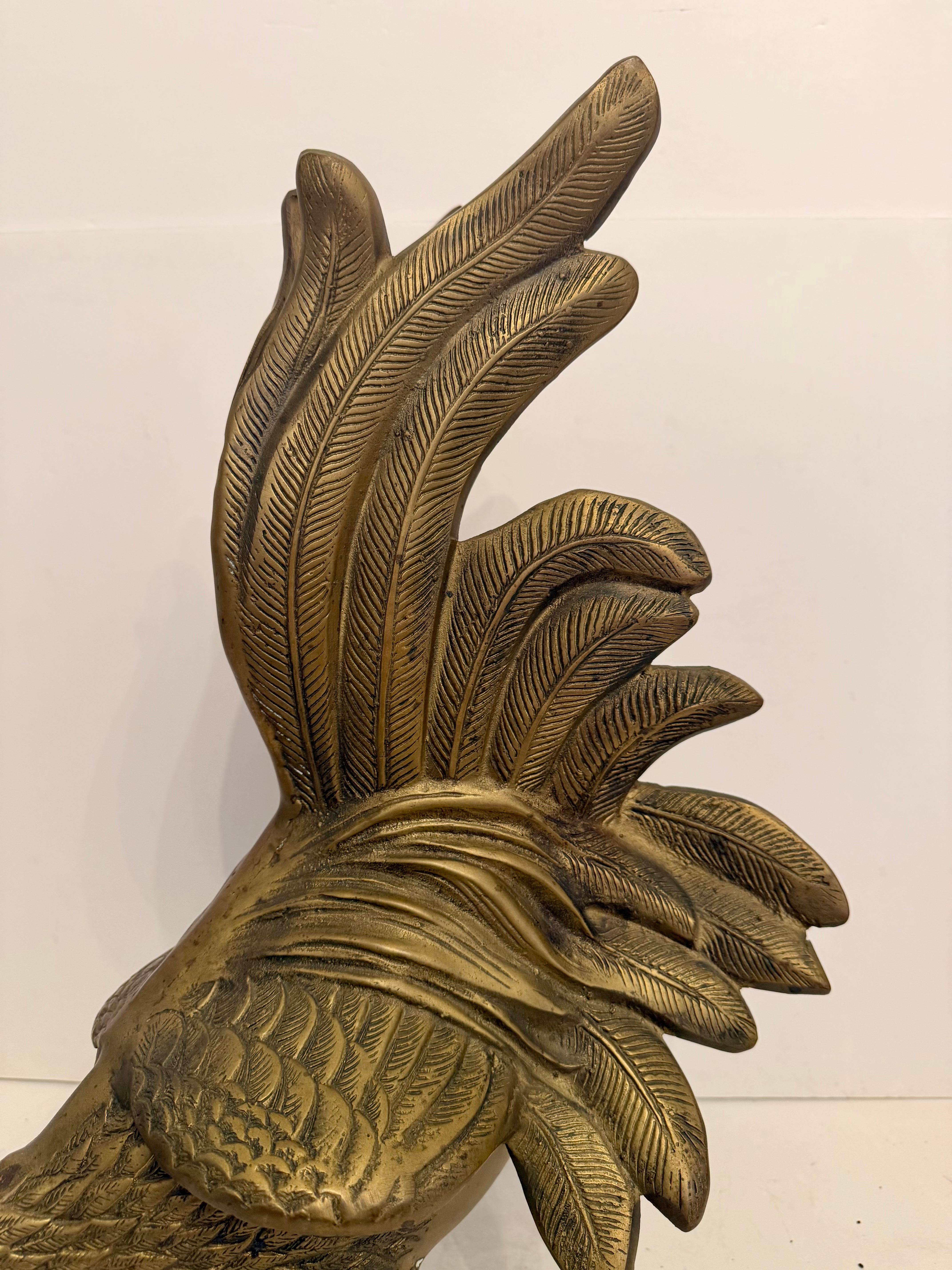 Lebensgroßer Messing-Hahn-Skulptur (Gegossen) im Angebot