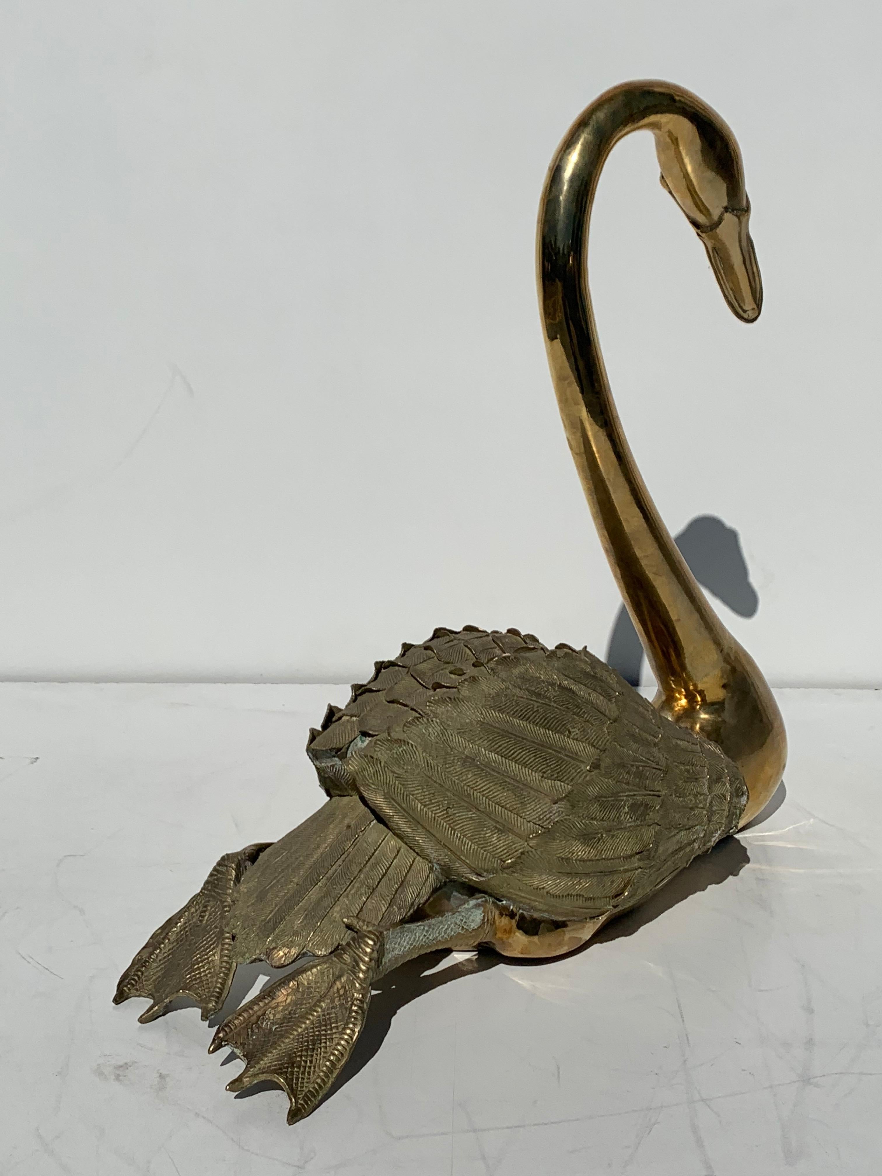 Classical Roman Life-Size Brass Swan Sculpture