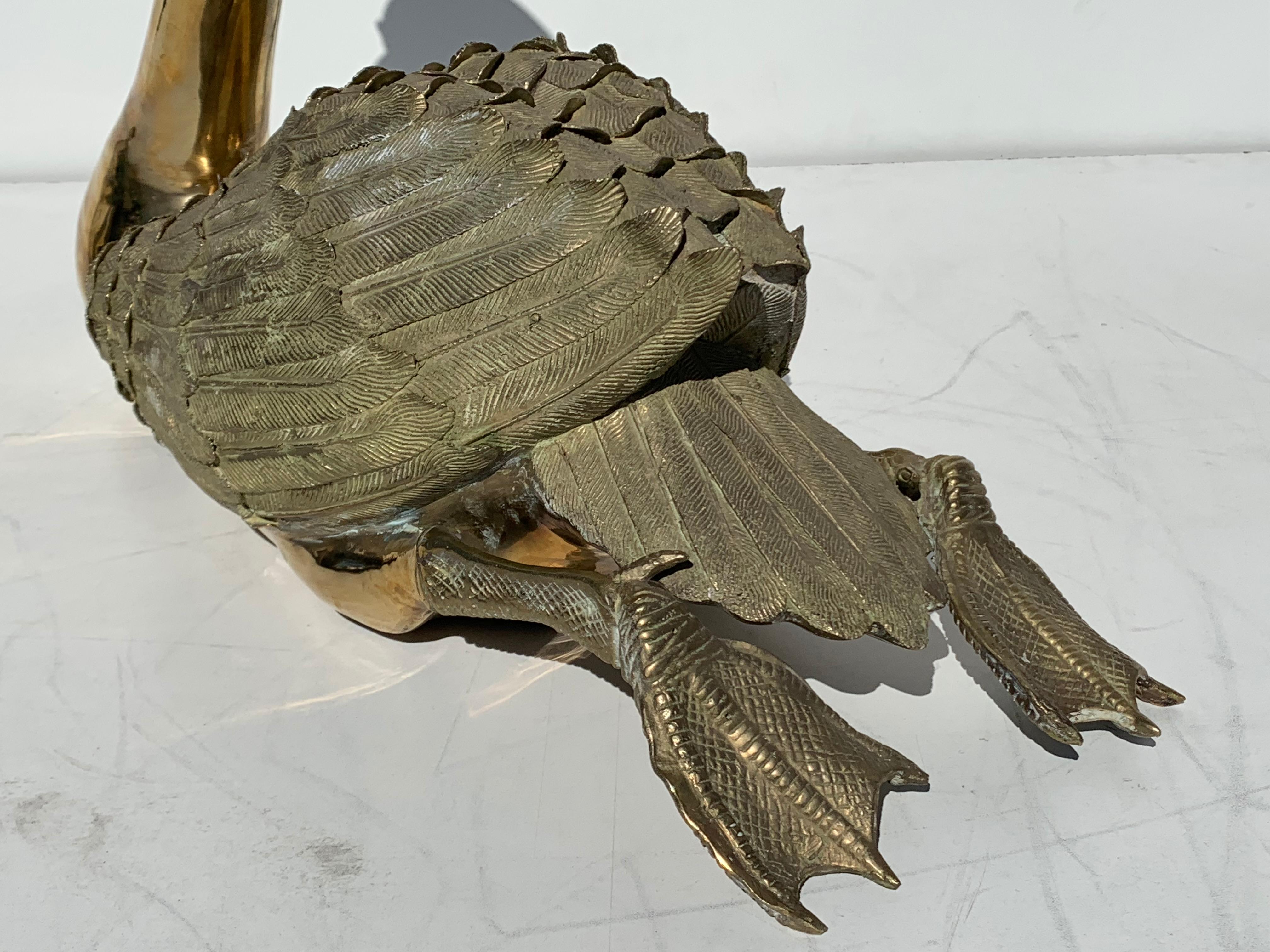 Late 20th Century Life-Size Brass Swan Sculpture