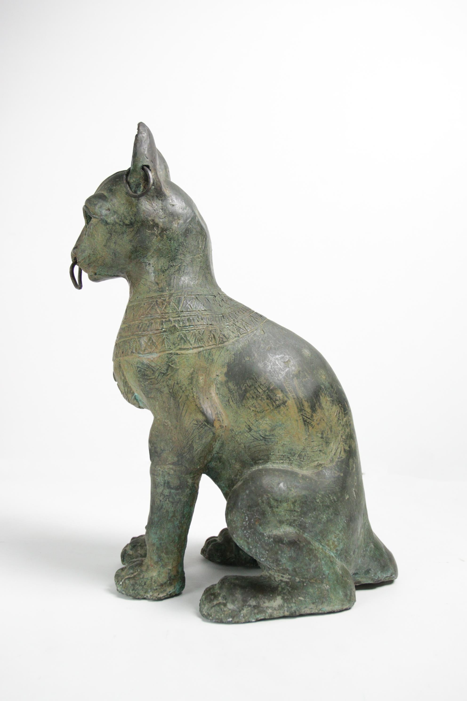Life Size Bronze Bastet Cat Free Shipping In Good Condition For Sale In Boven Leeuwen, NL