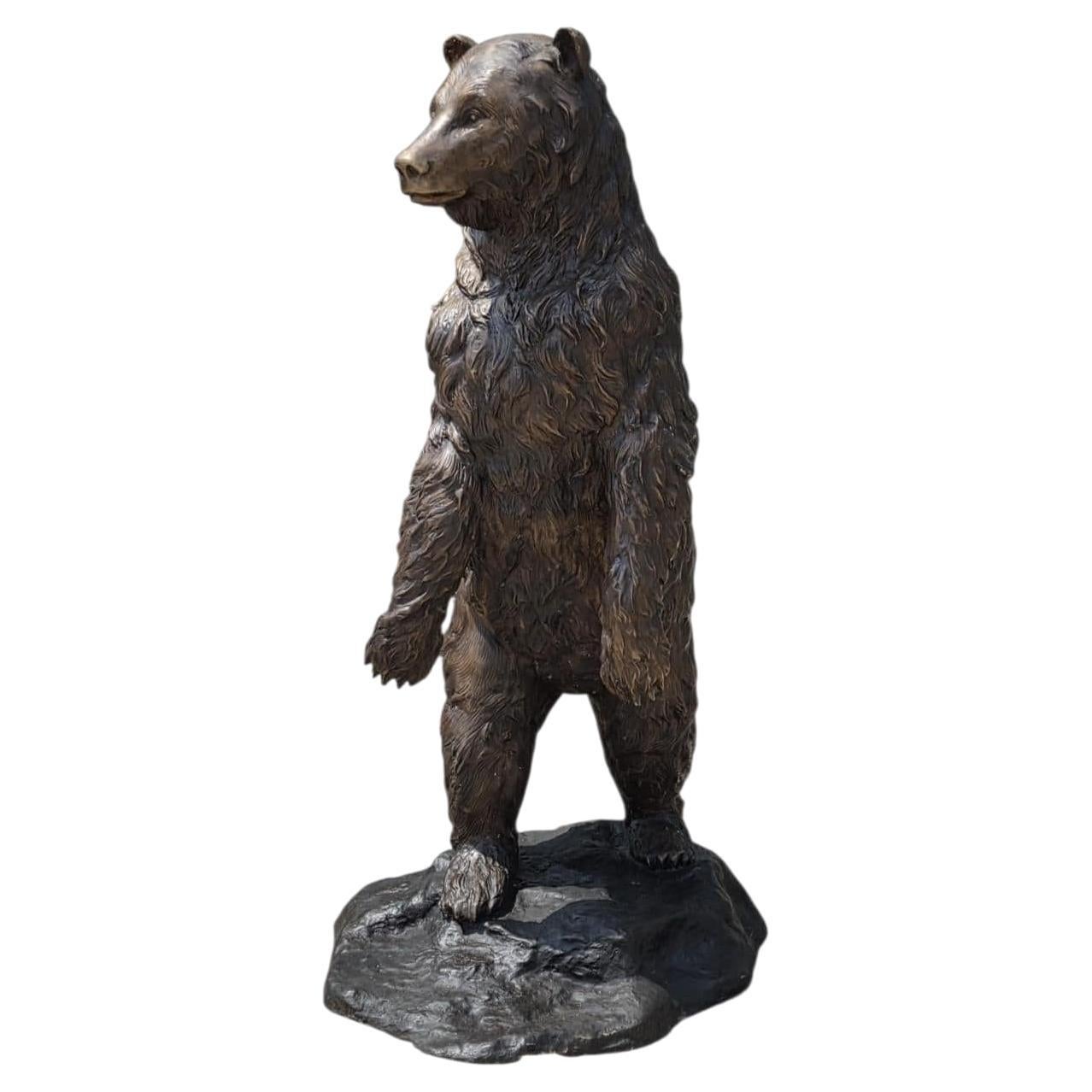 Life-Size Bronze Bear Sculpture, Italian Foundry, 20th Century For Sale