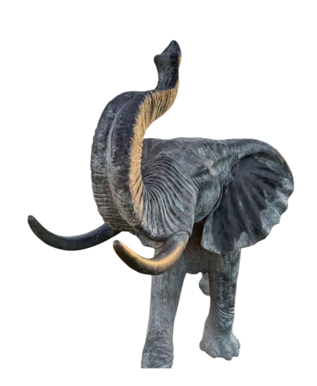 Escultura de elefante de bronce a tamaño natural, fundición italiana, siglo XX en venta 1