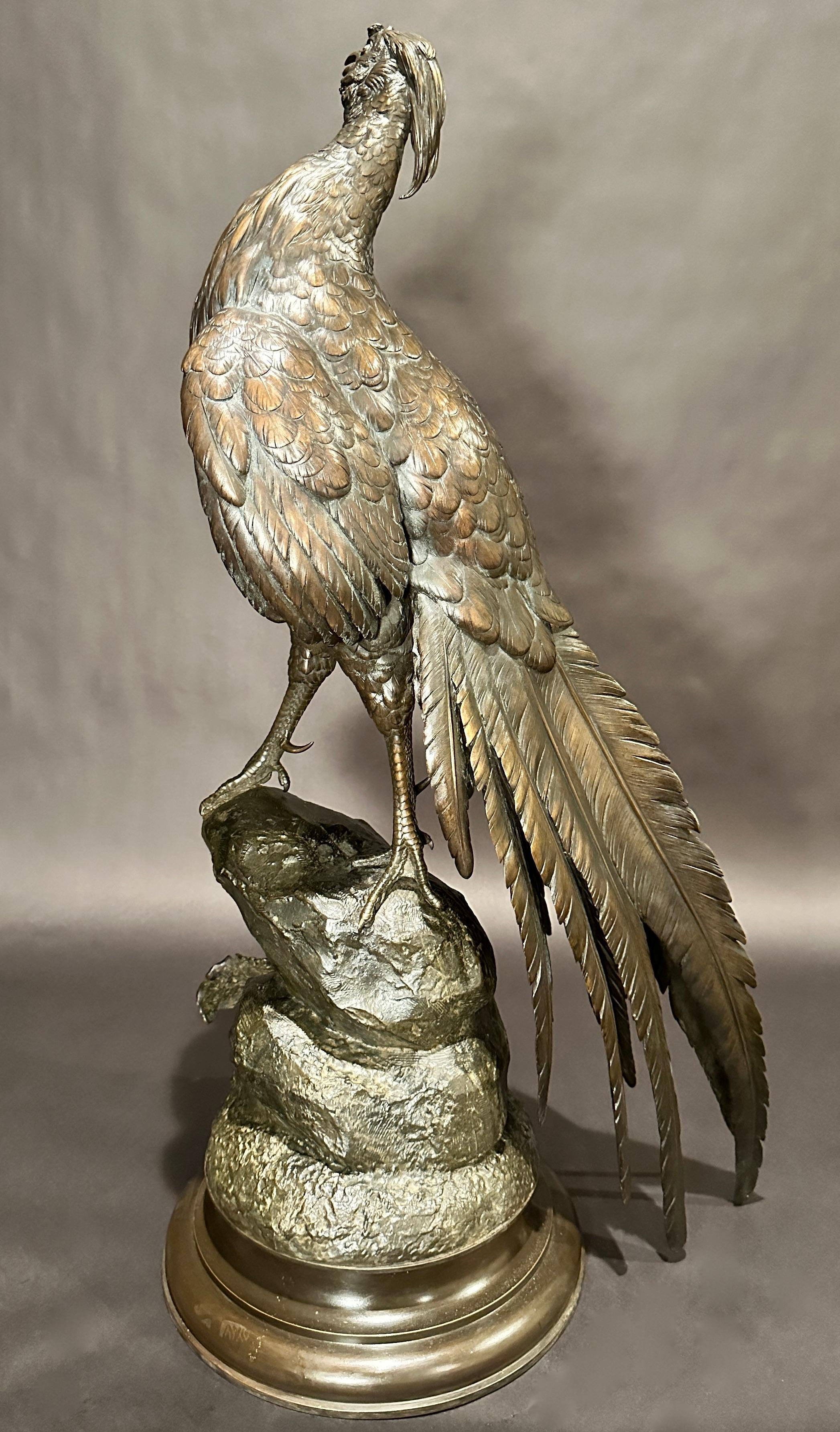 Scultura in bronzo francese del XIX secolo, Faison (fagiano) firmato 