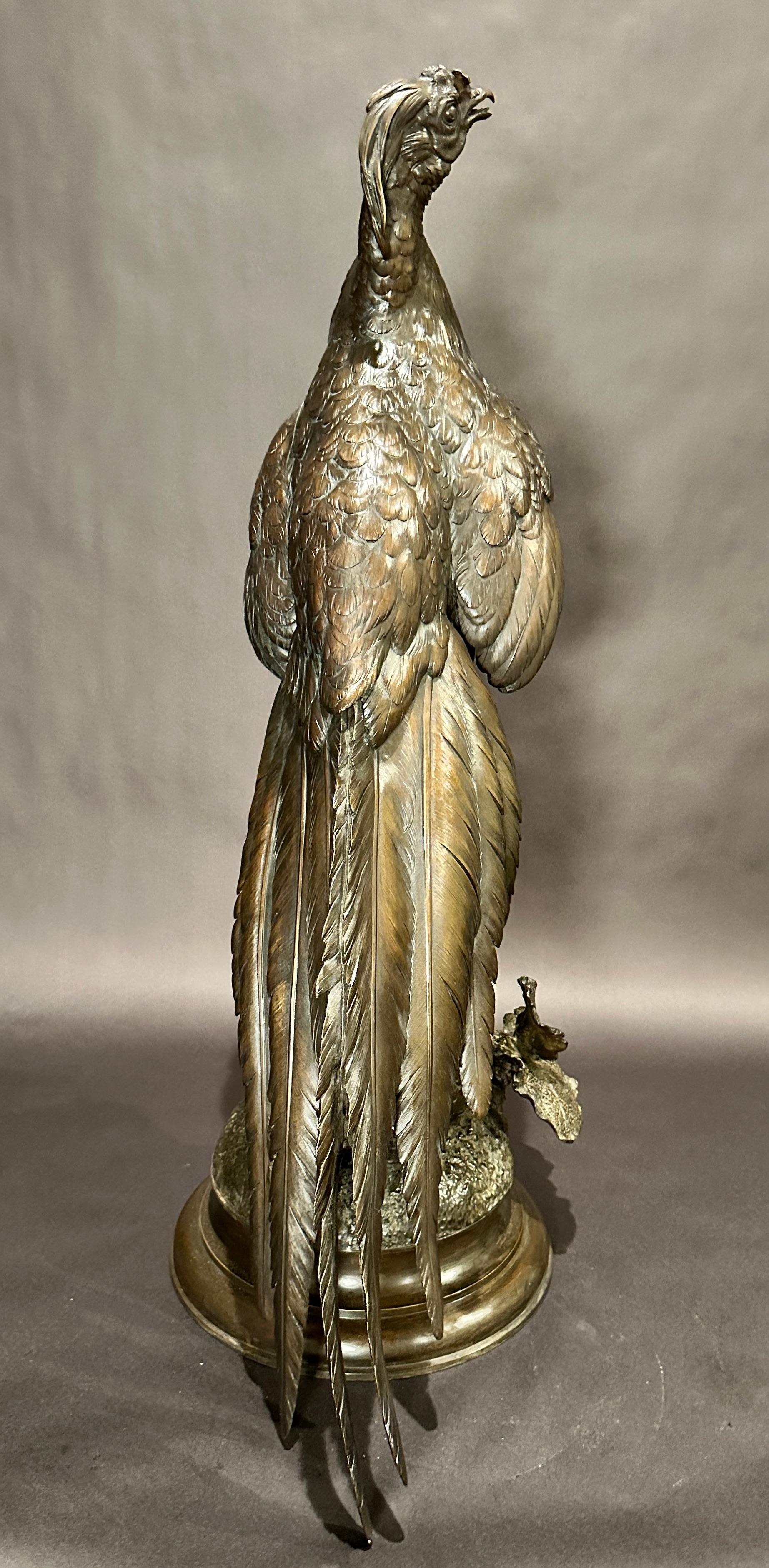 Francese Figura in bronzo a grandezza naturale di un fagiano in piedi di Ferdinand Pautrot in vendita