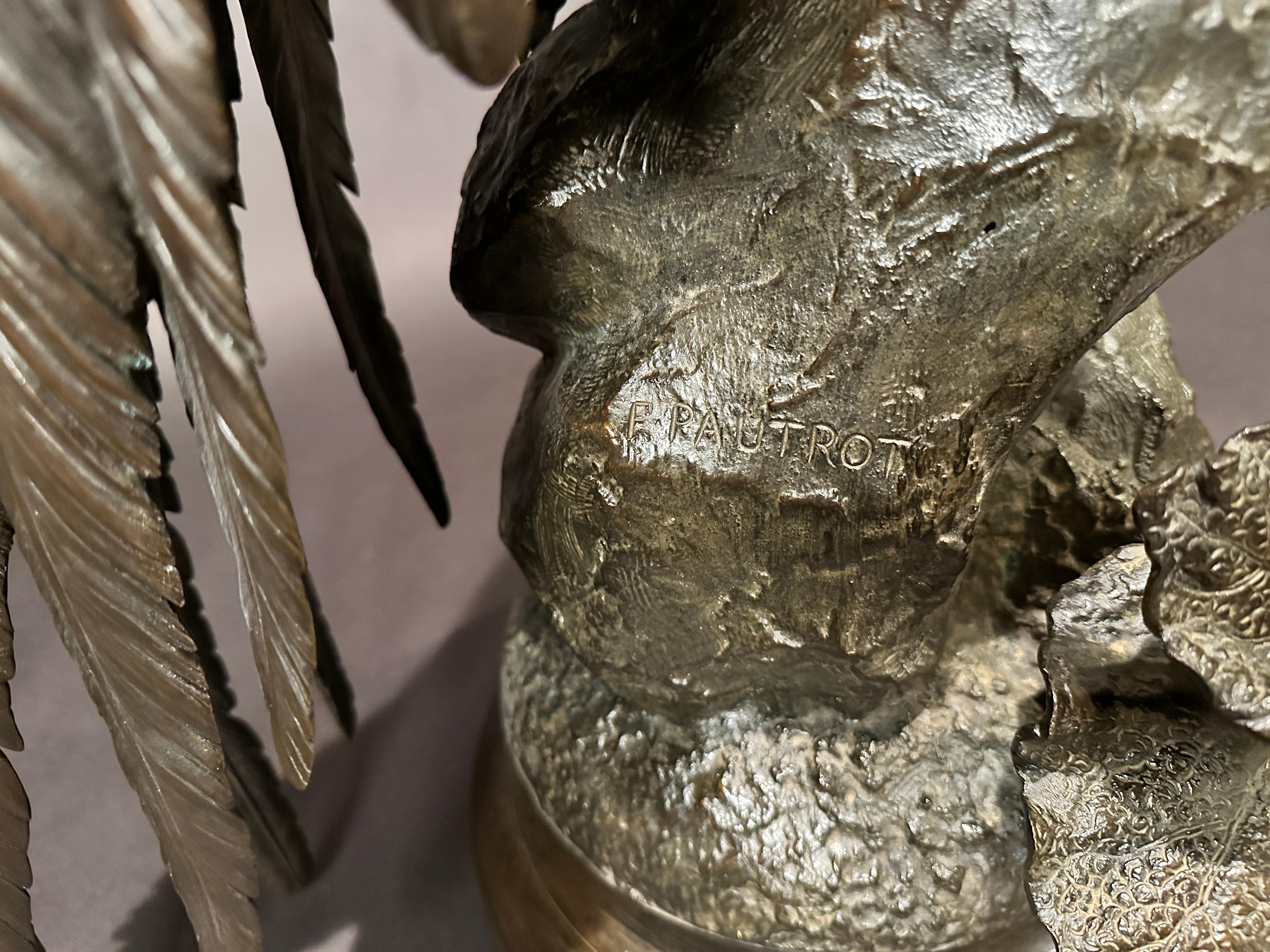Bronzo Figura in bronzo a grandezza naturale di un fagiano in piedi di Ferdinand Pautrot in vendita