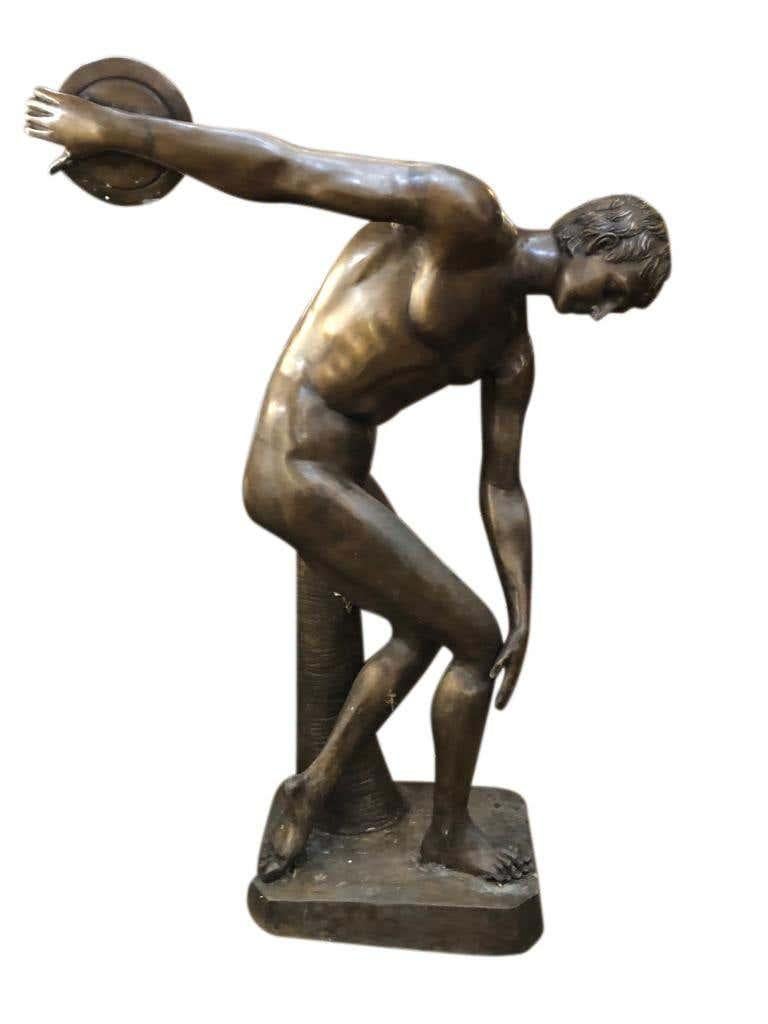 Life-Size Bronze Greek Discus Olympian Statue, 20th Century For Sale 2